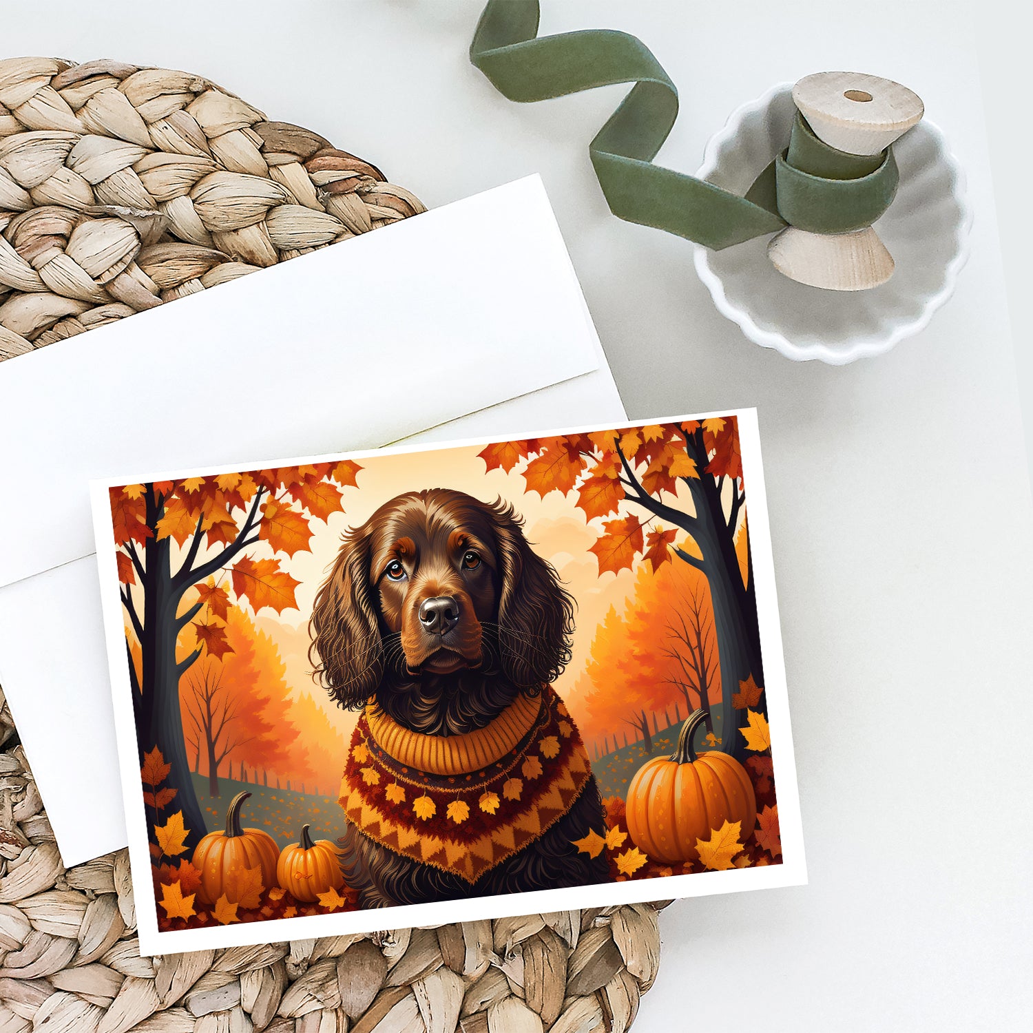 Buy this Boykin Spaniel Fall Greeting Cards and Envelopes Pack of 8