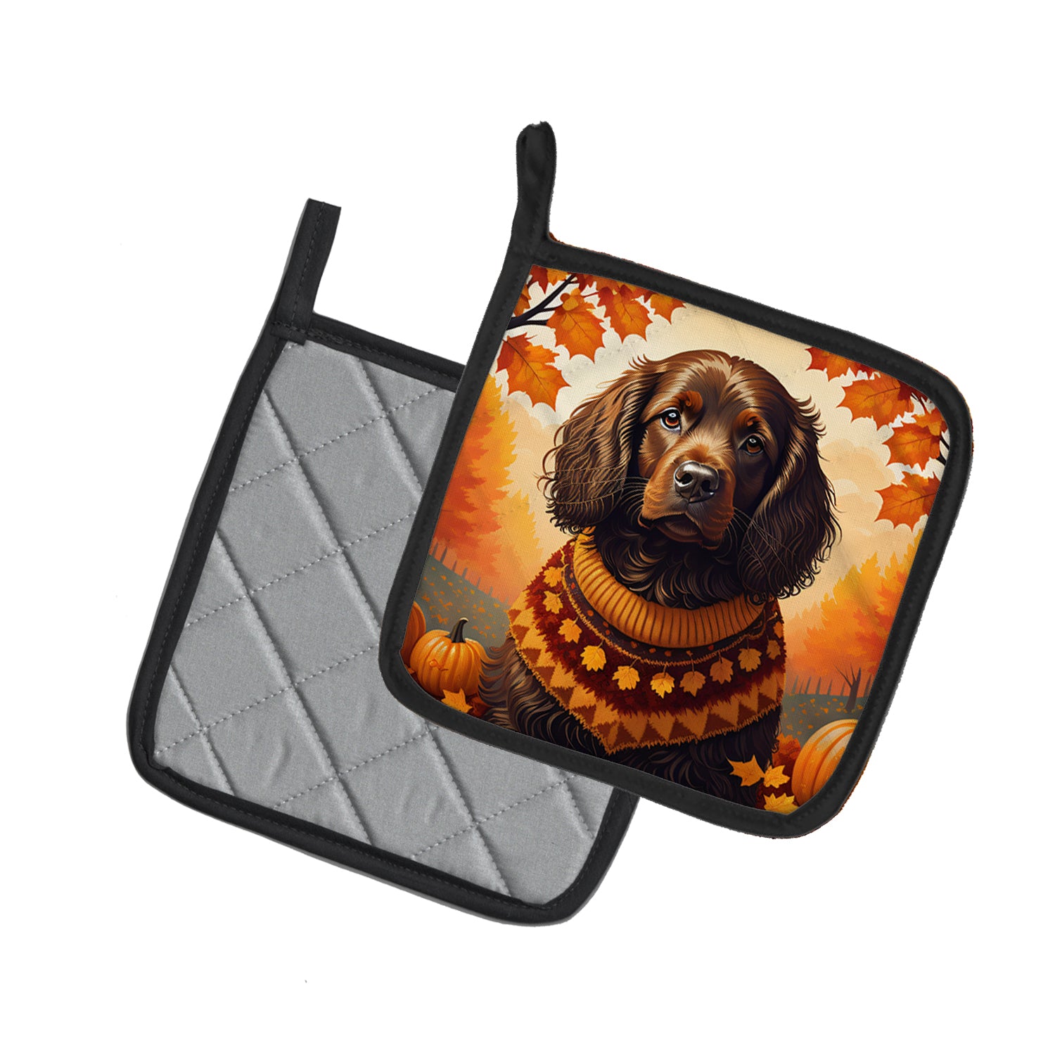 Boykin Spaniel Fall Pair of Pot Holders  the-store.com.