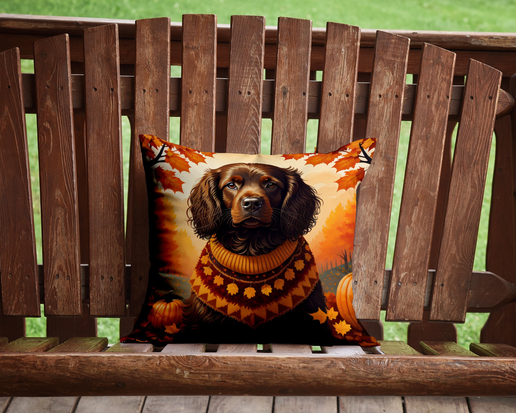 Boykin Spaniel Fall Fabric Decorative Pillow