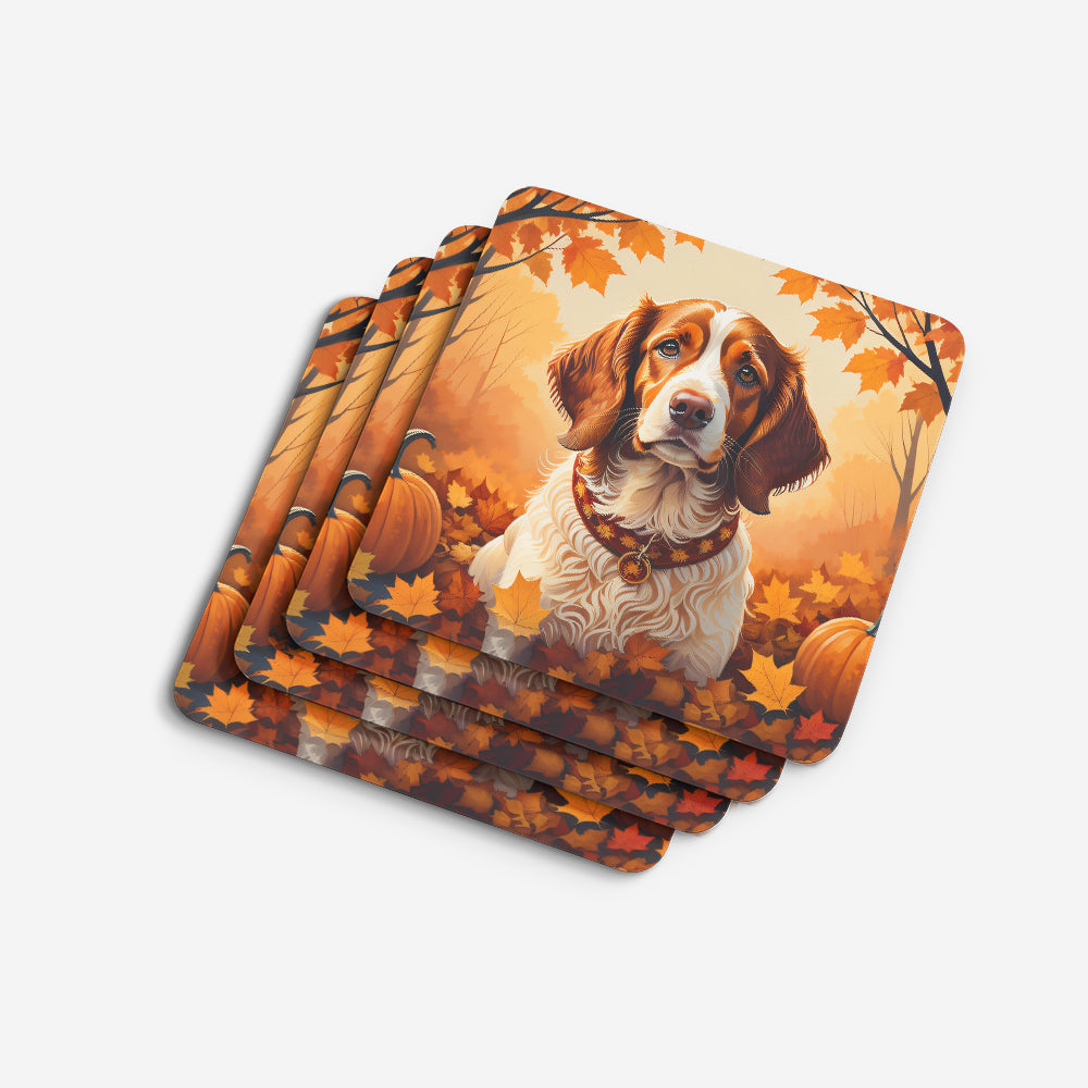 Brittany Spaniel Fall Foam Coaster Set of 4