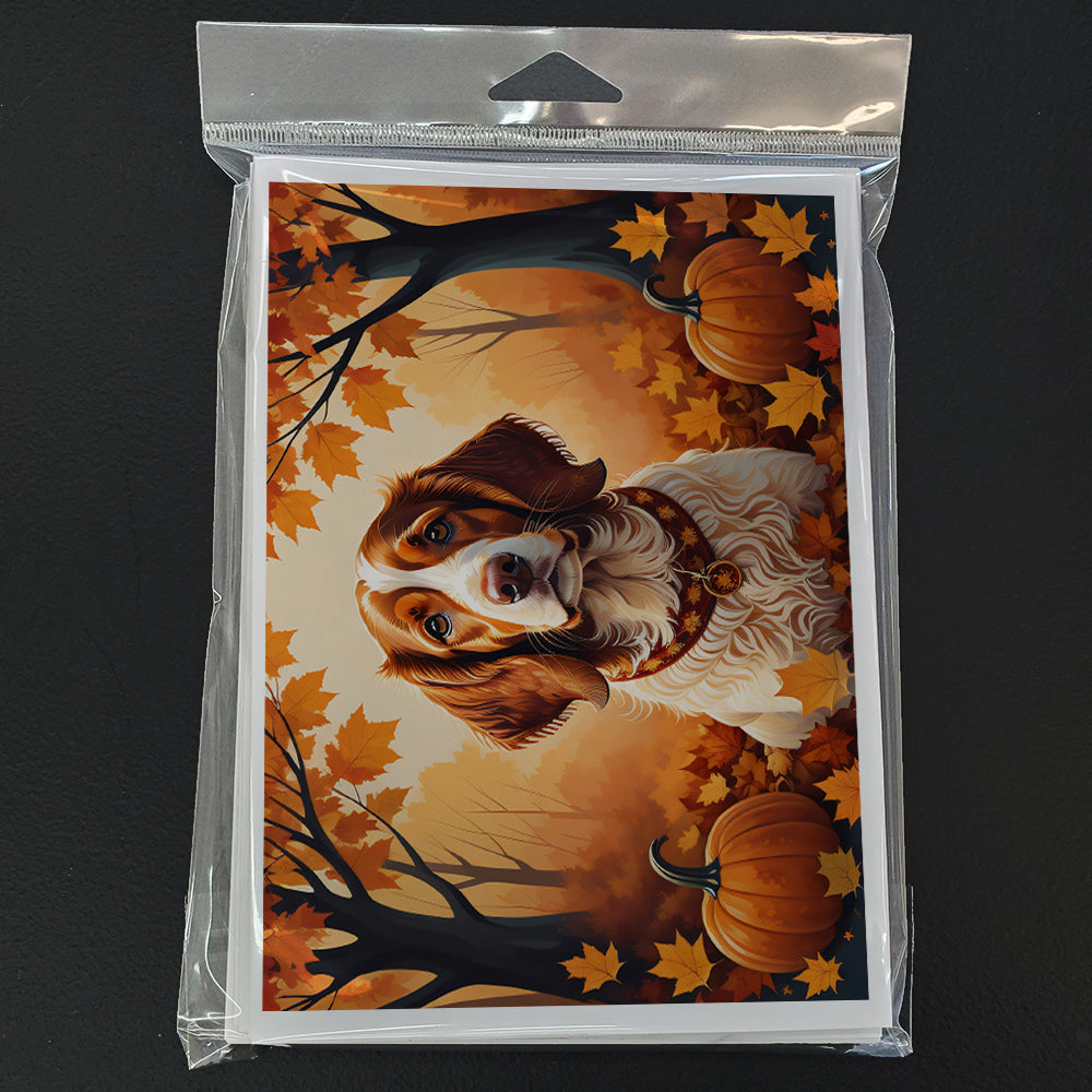 Brittany Spaniel Fall Greeting Cards and Envelopes Pack of 8  the-store.com.