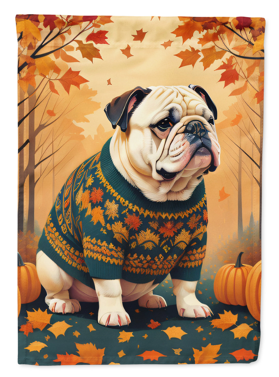 Buy this White English Bulldog Fall Garden Flag