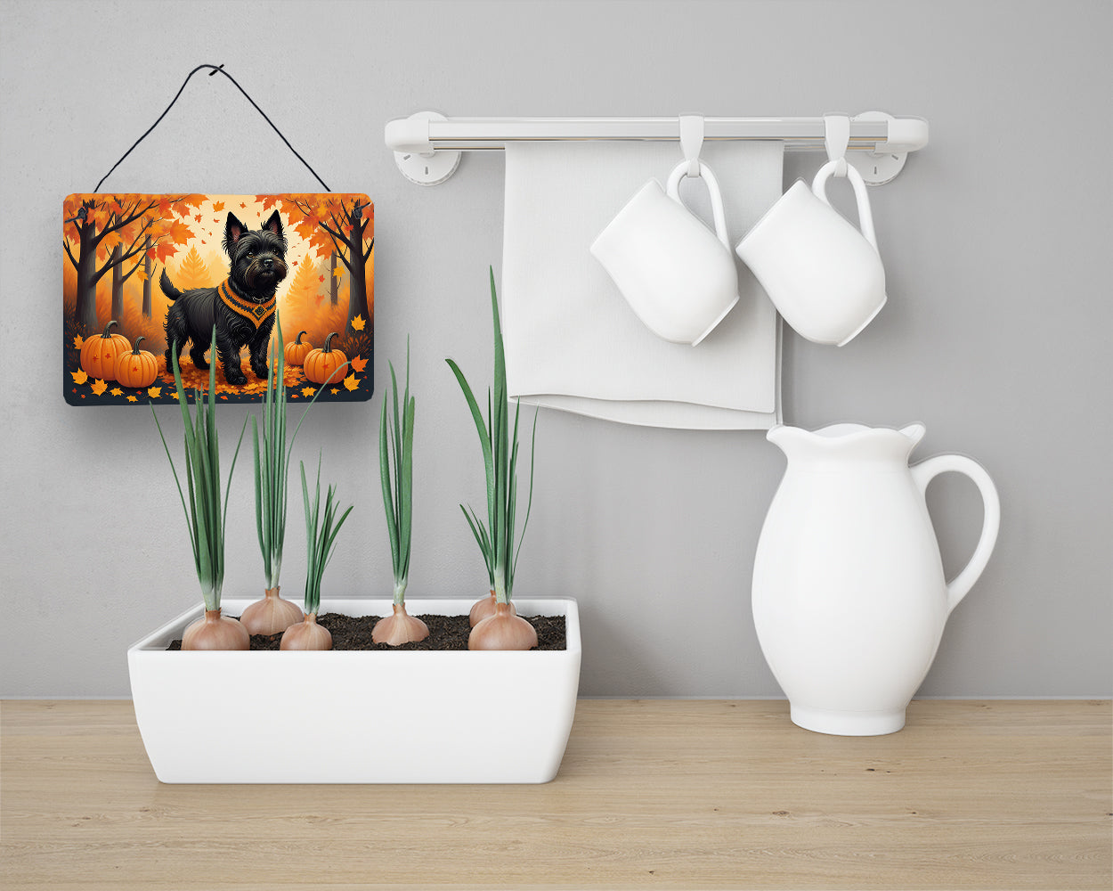 Black Cairn Terrier Fall Wall or Door Hanging Prints