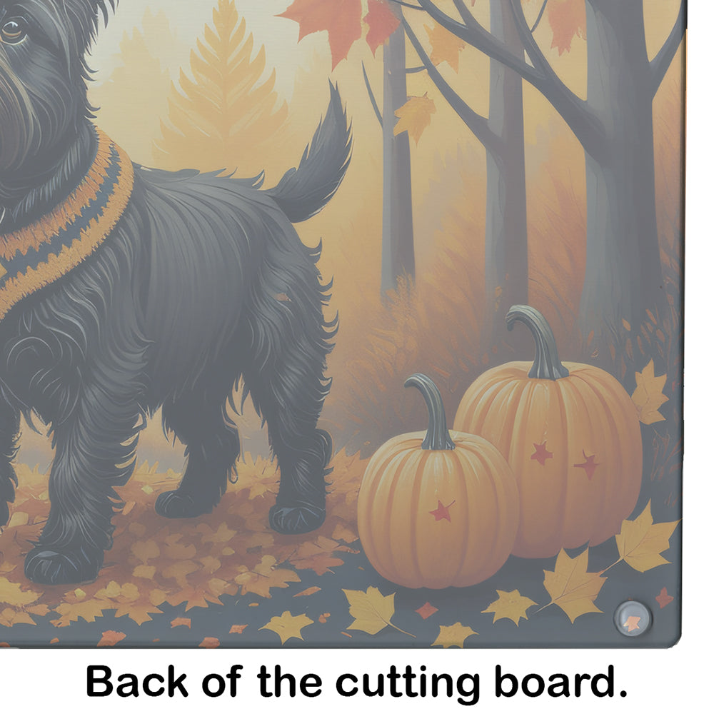Black Cairn Terrier Fall Glass Cutting Board Large  the-store.com.