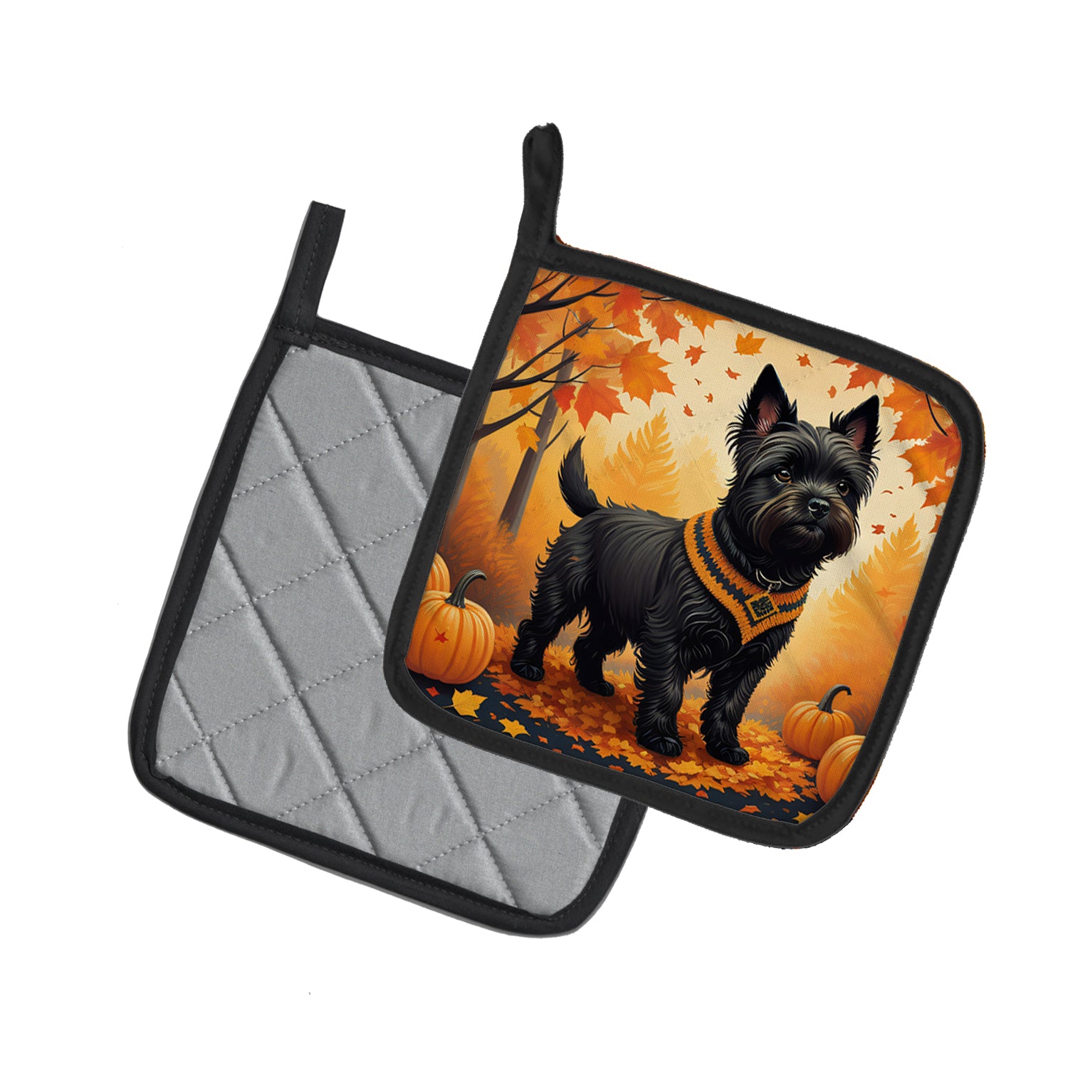 Black Cairn Terrier Fall Pair of Pot Holders  the-store.com.