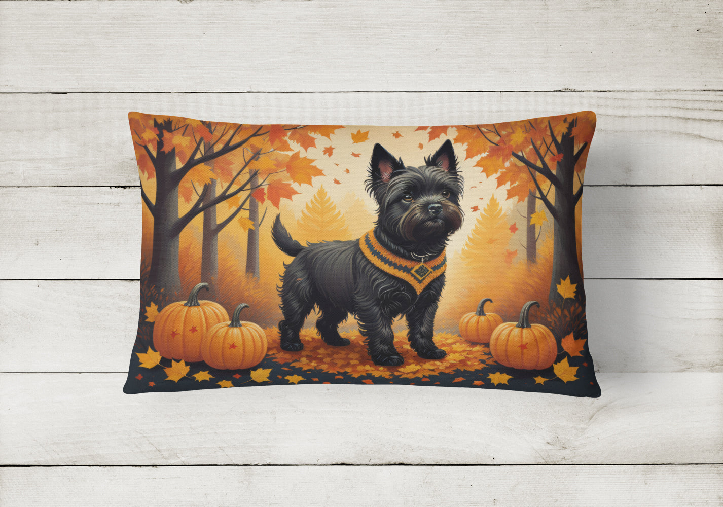 Buy this Black Cairn Terrier Fall Fabric Decorative Pillow