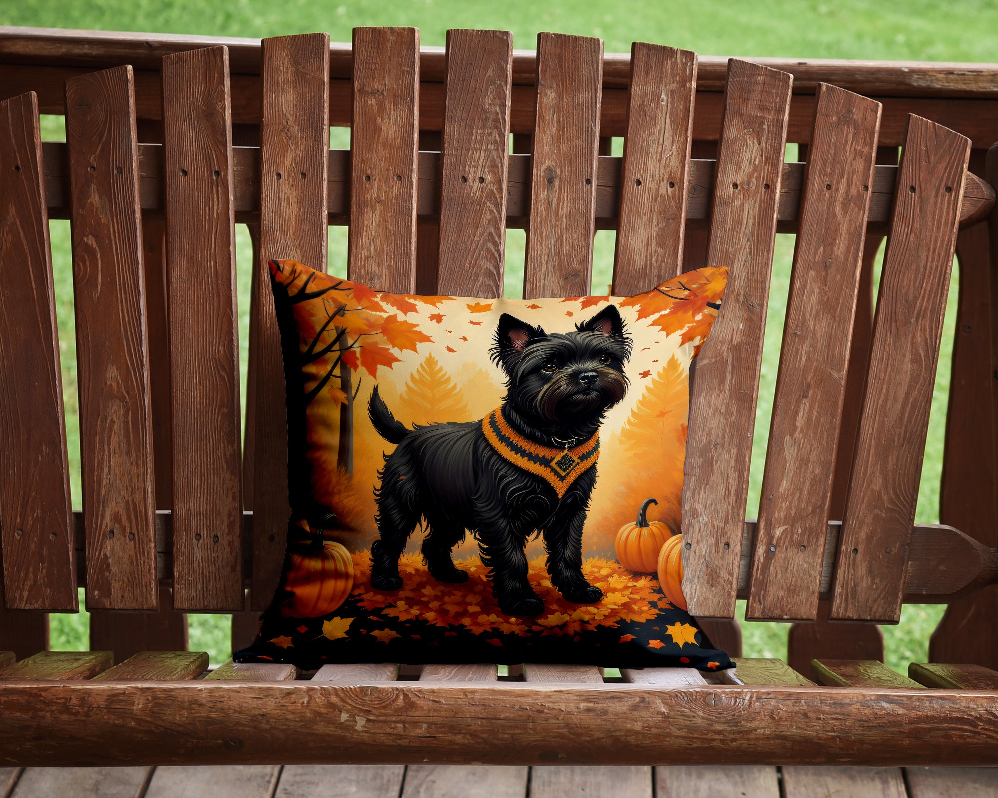 Buy this Black Cairn Terrier Fall Fabric Decorative Pillow