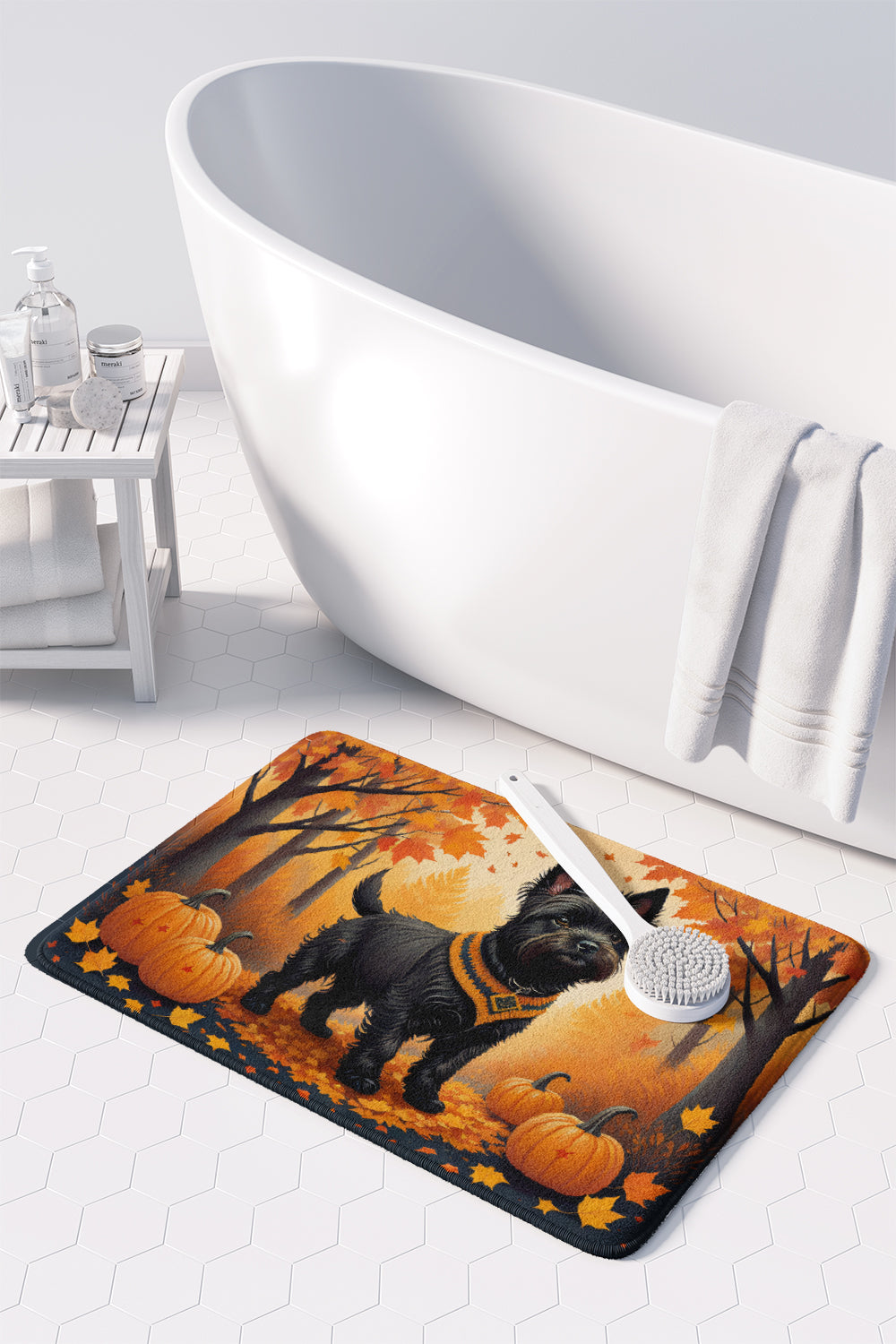 Black Cairn Terrier Fall Memory Foam Kitchen Mat  the-store.com.