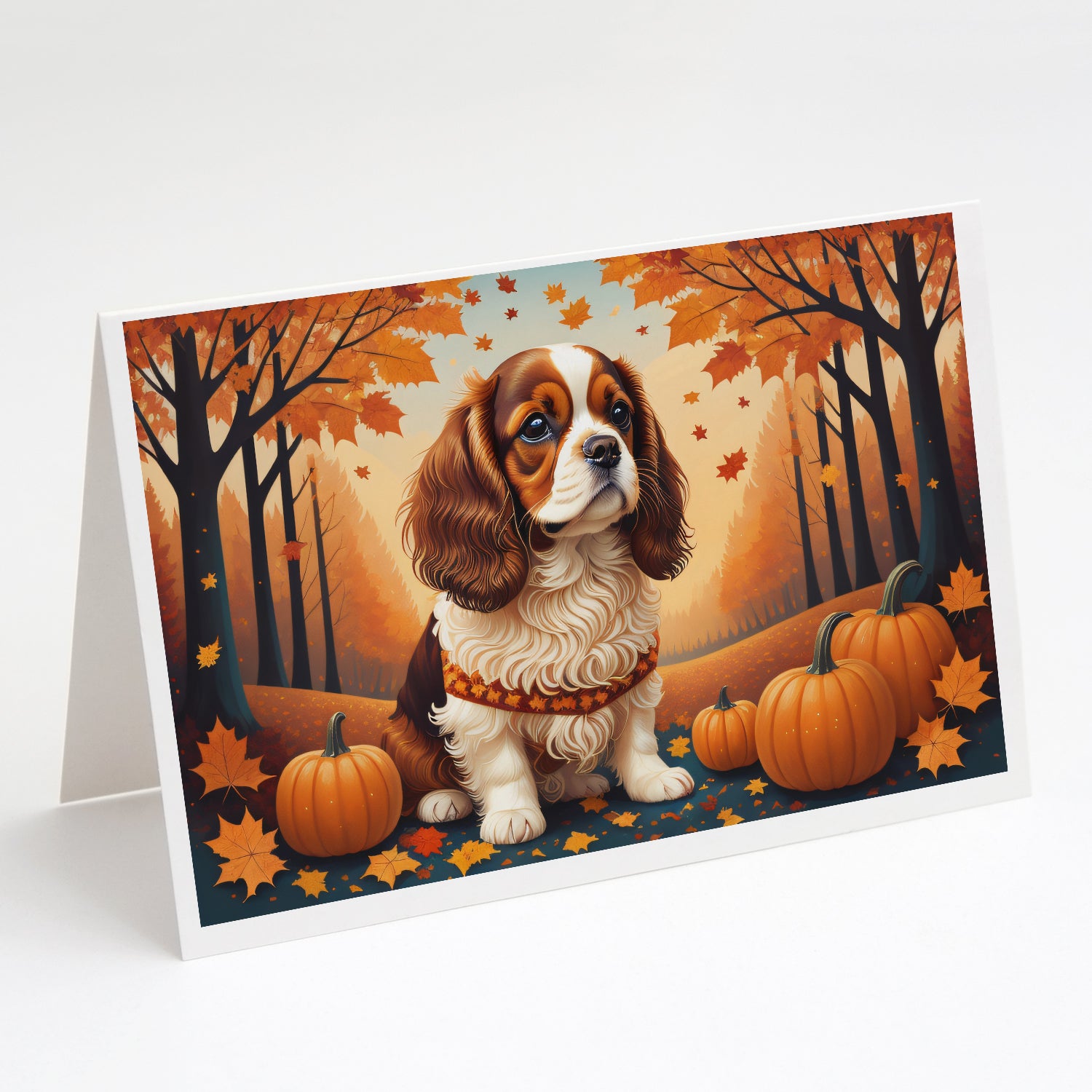 Buy this Cavalier Spaniel Fall Greeting Cards and Envelopes Pack of 8