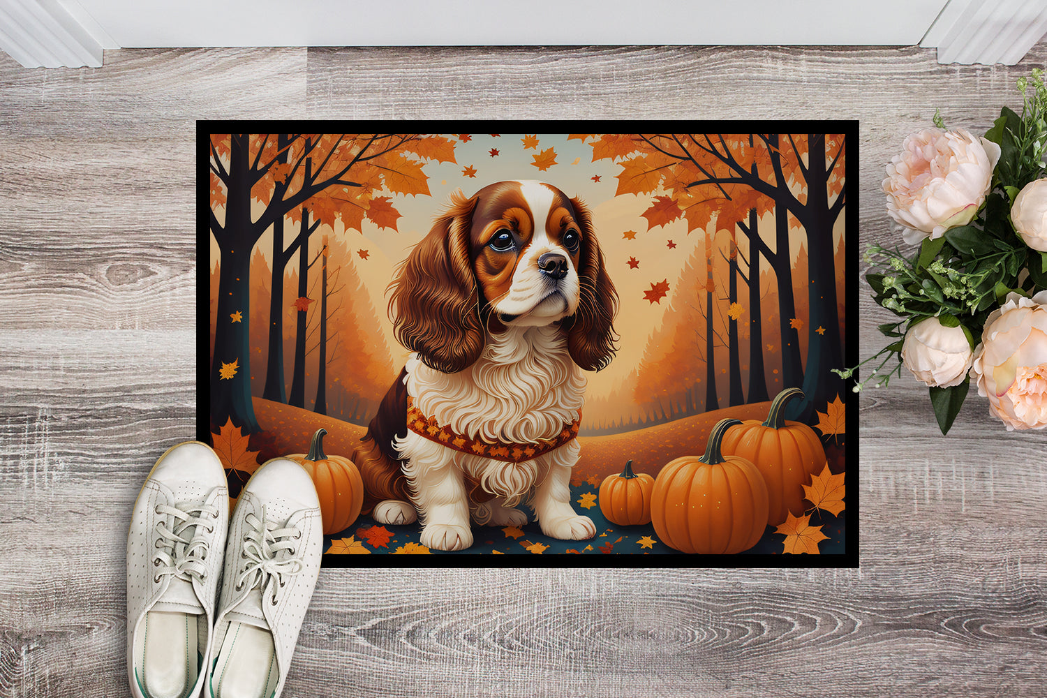 Cavalier Spaniel Fall Indoor or Outdoor Mat 24x36  the-store.com.