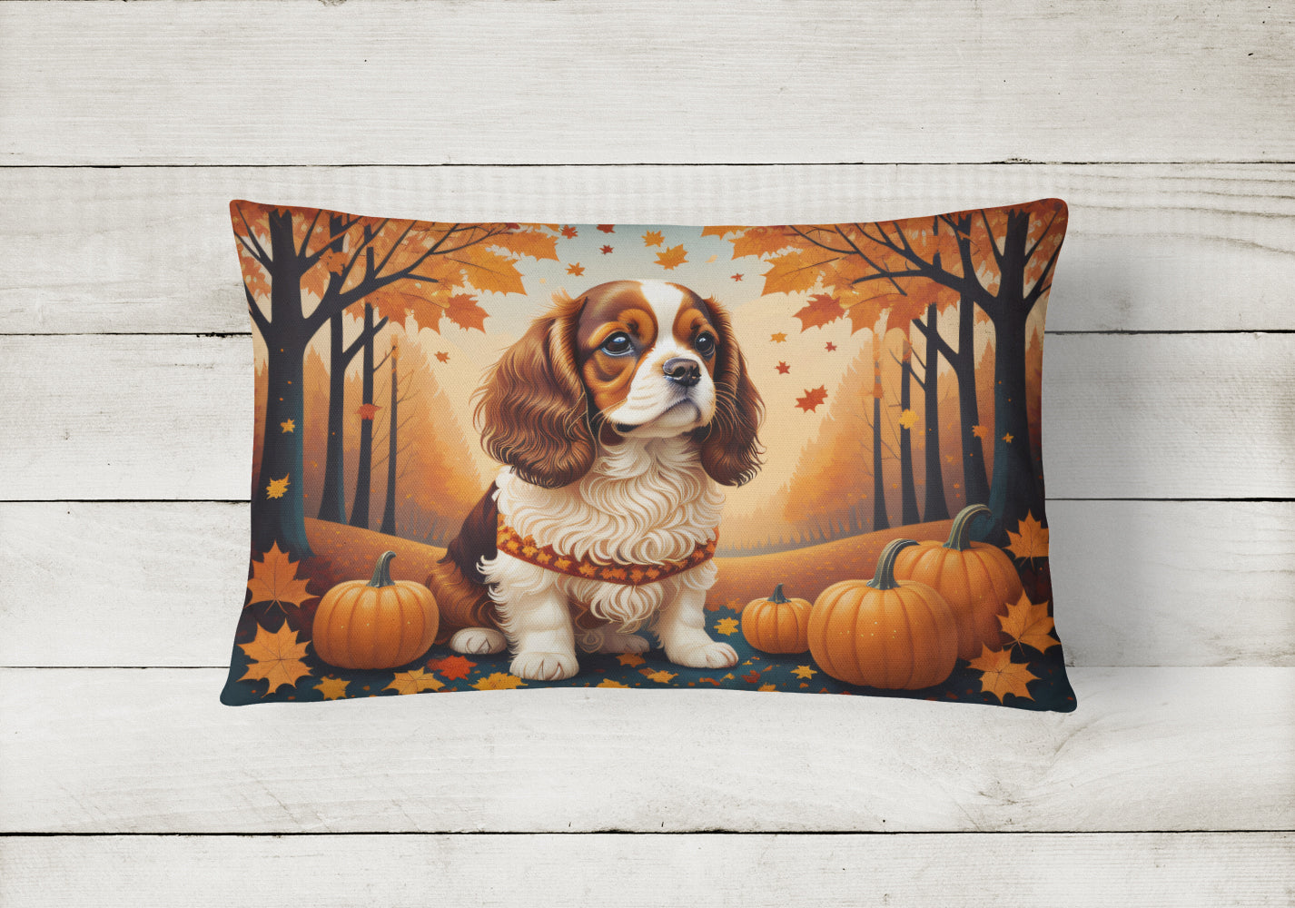 Cavalier Spaniel Fall Fabric Decorative Pillow