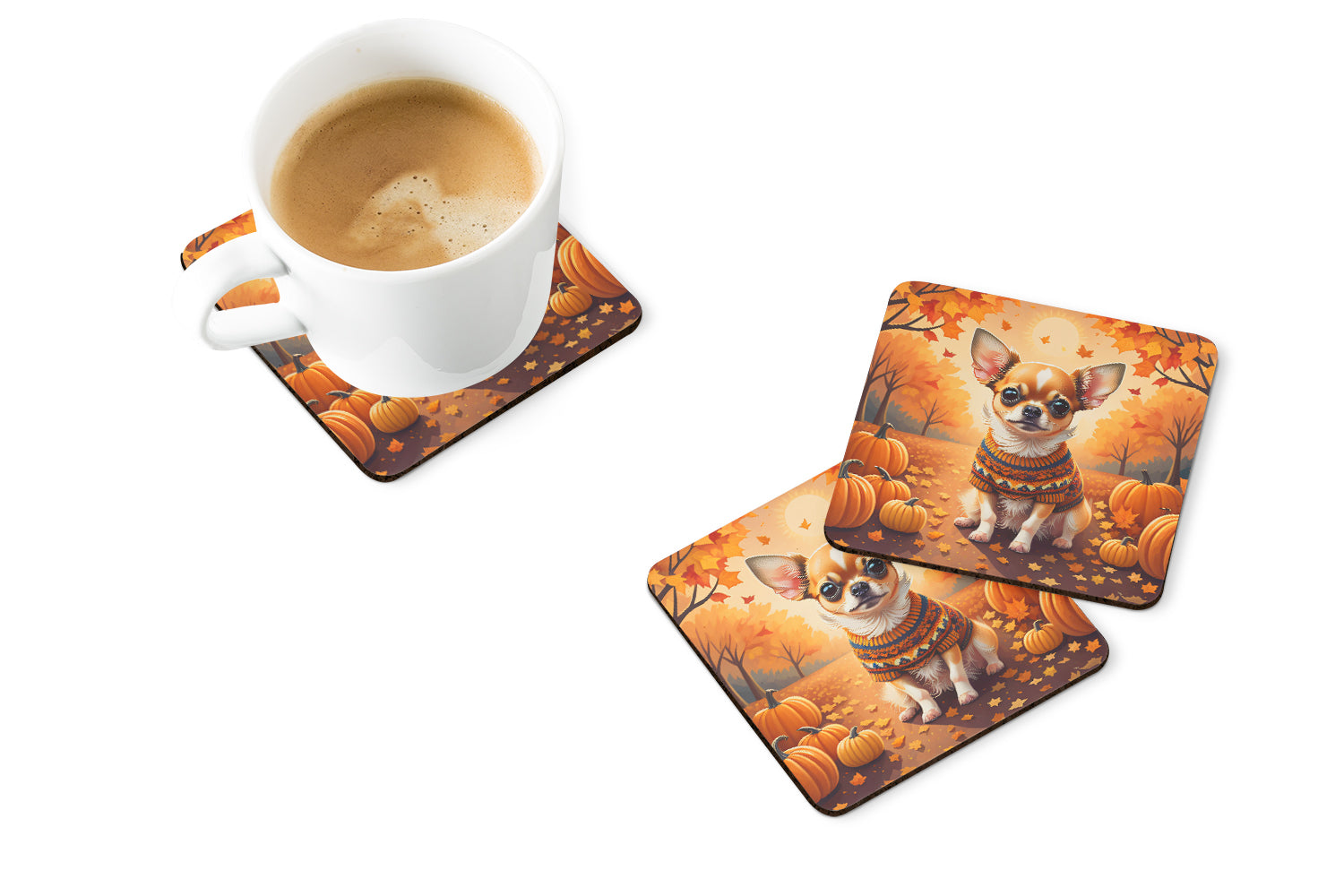 Chihuahua Fall Foam Coaster Set of 4