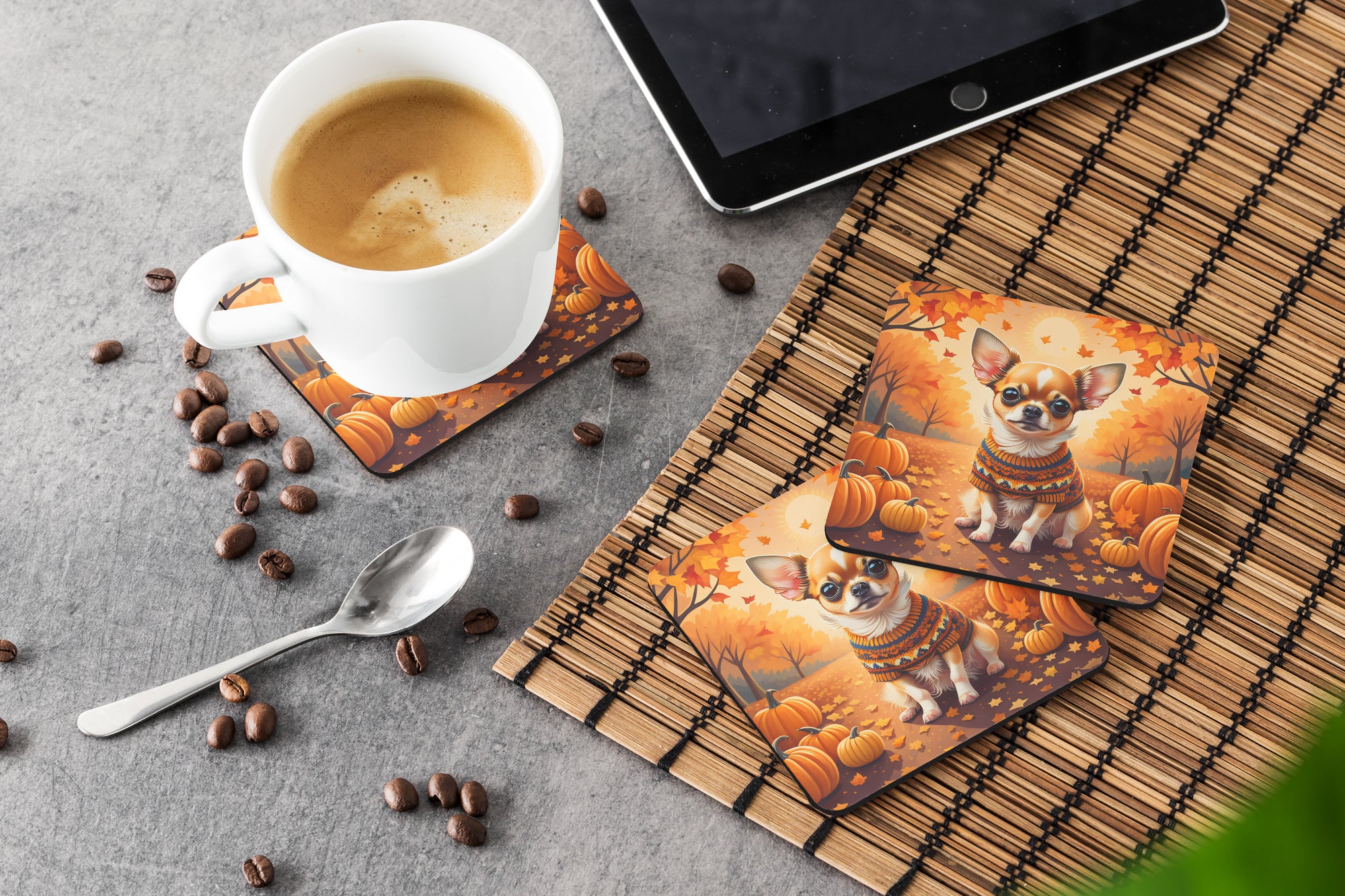 Chihuahua Fall Foam Coaster Set of 4