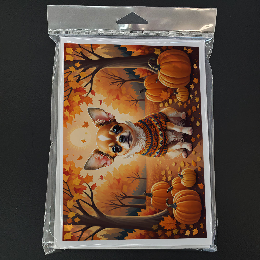 Chihuahua Fall Greeting Cards and Envelopes Pack of 8  the-store.com.
