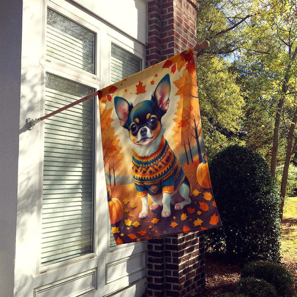 Tricolor Chihuahua Fall House Flag  the-store.com.