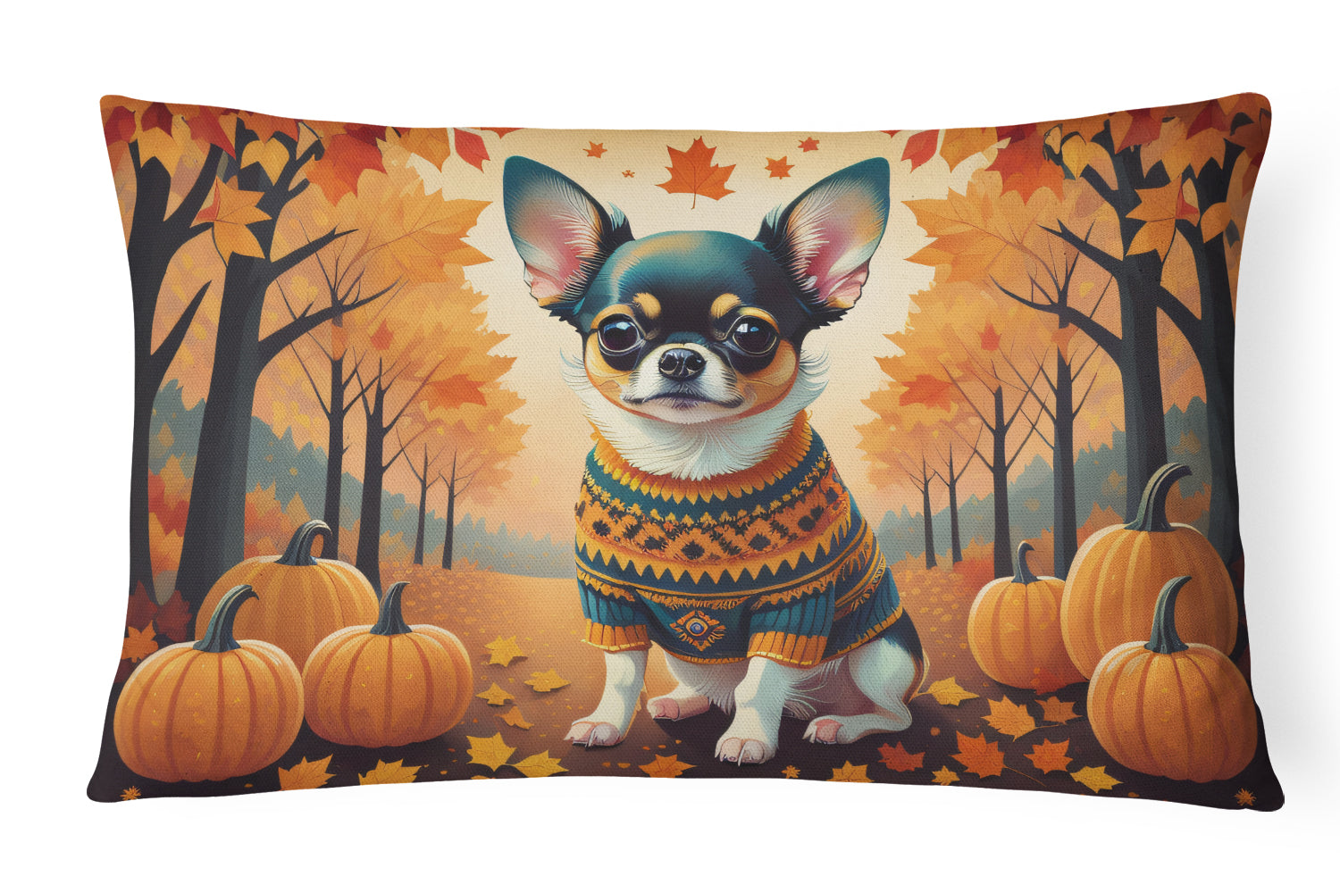 Buy this Tricolor Chihuahua Fall Fabric Decorative Pillow