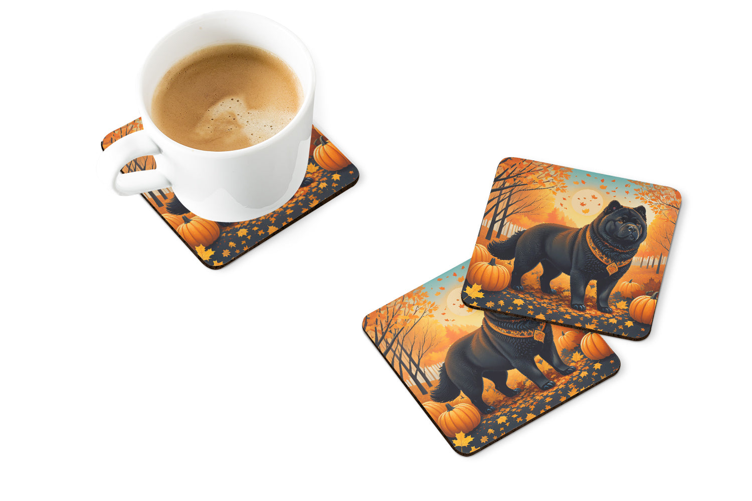 Buy this Black Chow Chow Fall Foam Coaster Set of 4