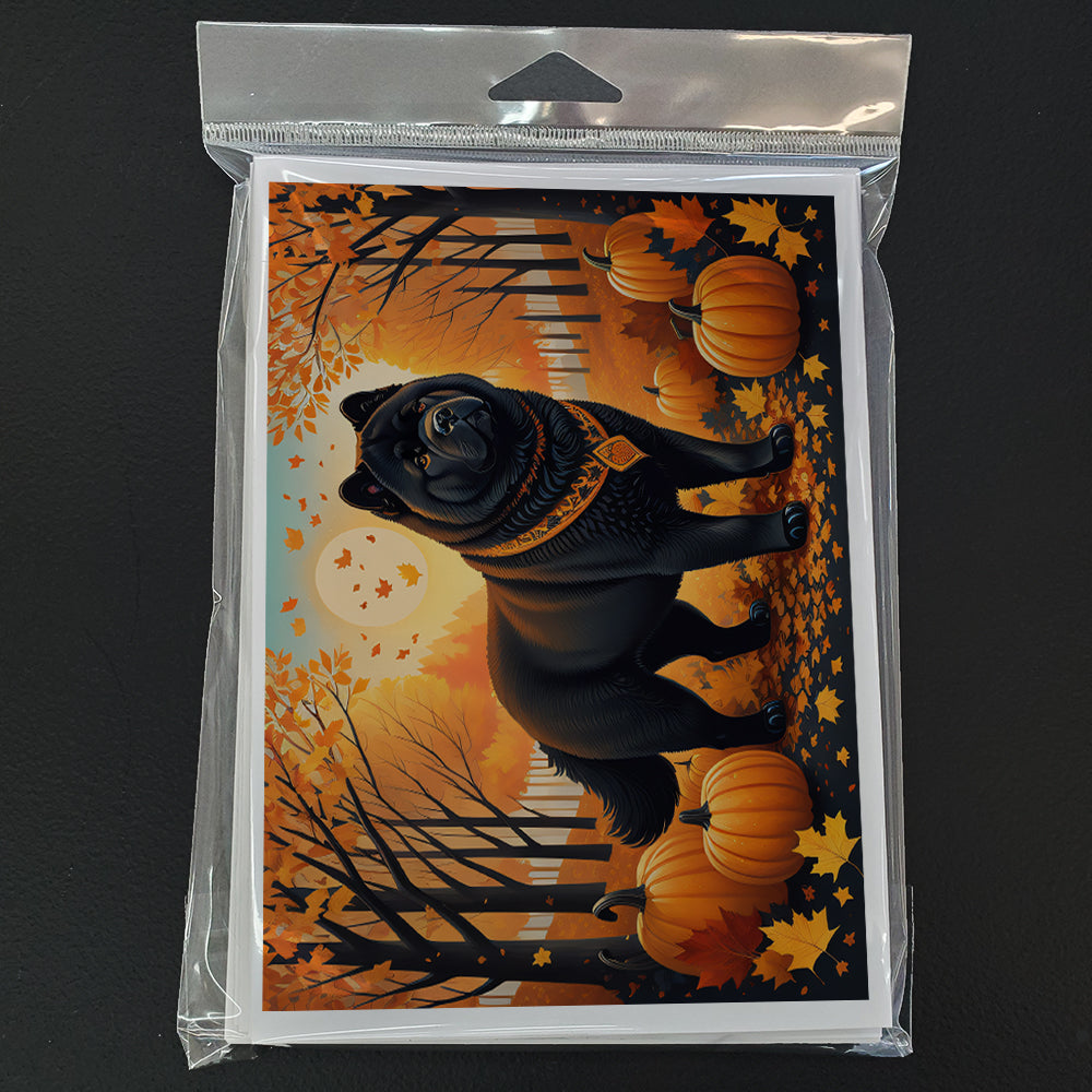 Black Chow Chow Fall Greeting Cards and Envelopes Pack of 8  the-store.com.