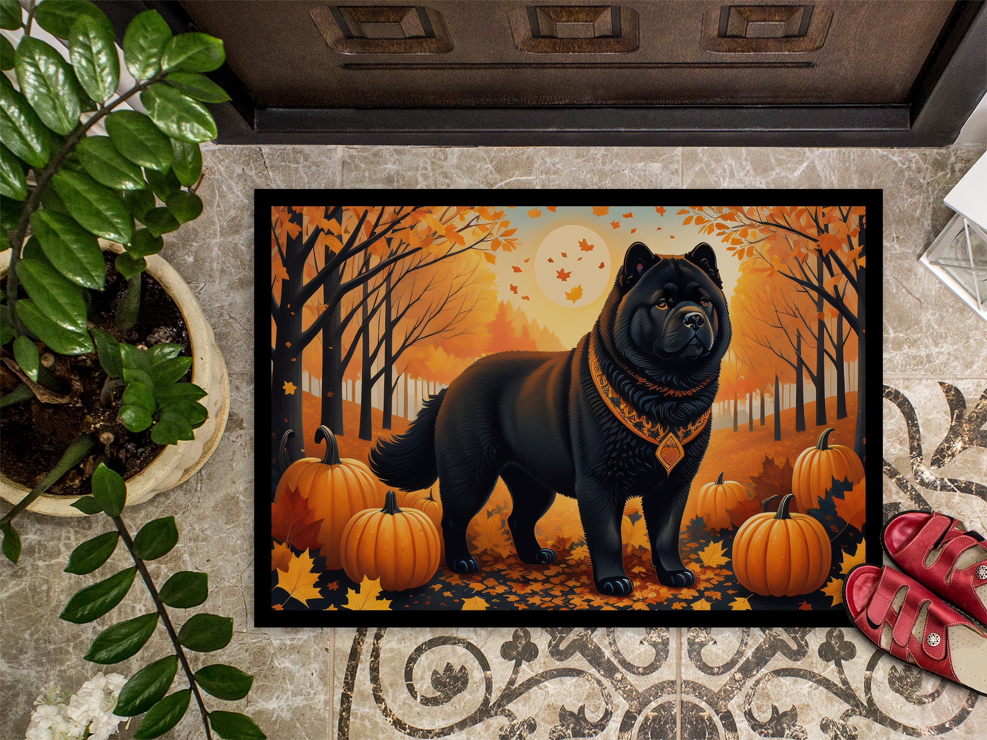 Black Chow Chow Fall Doormat 18x27  the-store.com.