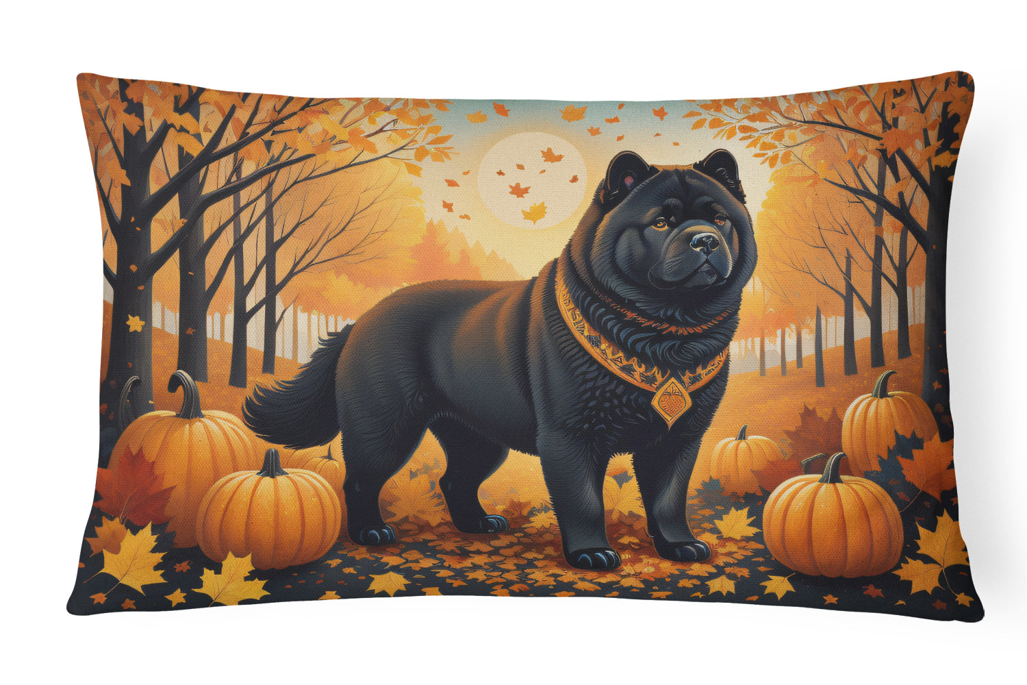 Buy this Black Chow Chow Fall Fabric Decorative Pillow