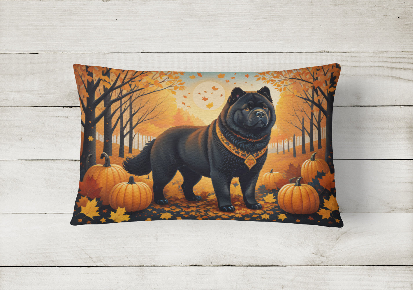 Buy this Black Chow Chow Fall Fabric Decorative Pillow