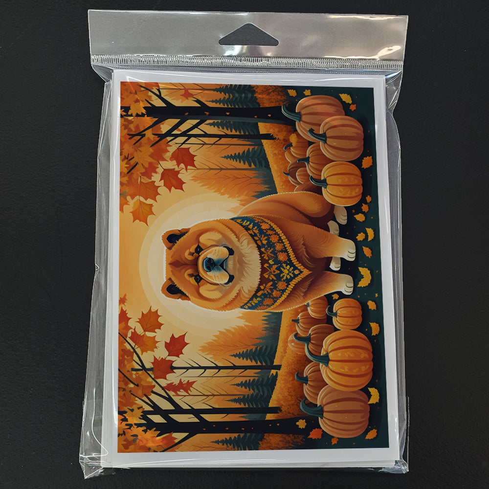Chow Chow Fall Greeting Cards and Envelopes Pack of 8  the-store.com.