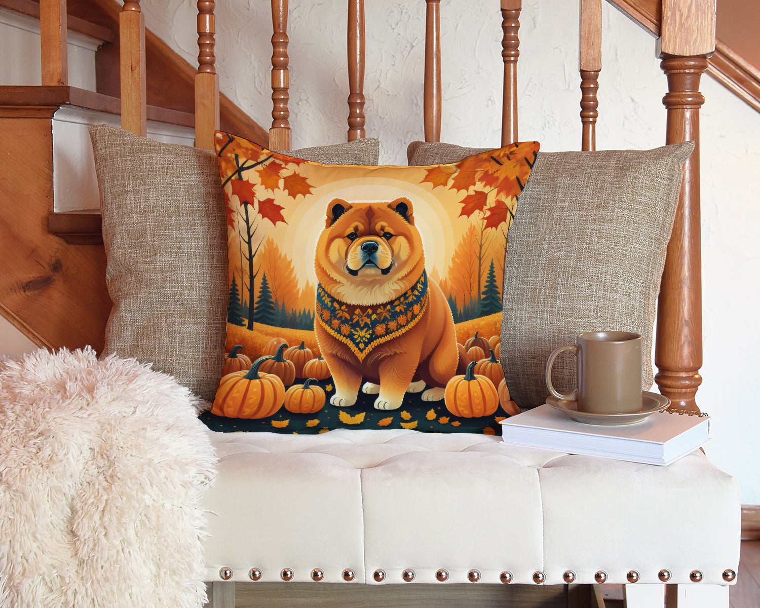 Chow Chow Fall Fabric Decorative Pillow  the-store.com.