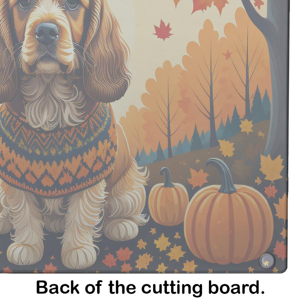 Cocker Spaniel Fall Glass Cutting Board Large