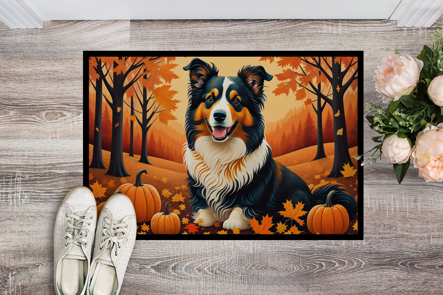 Collie Fall Doormat 18x27