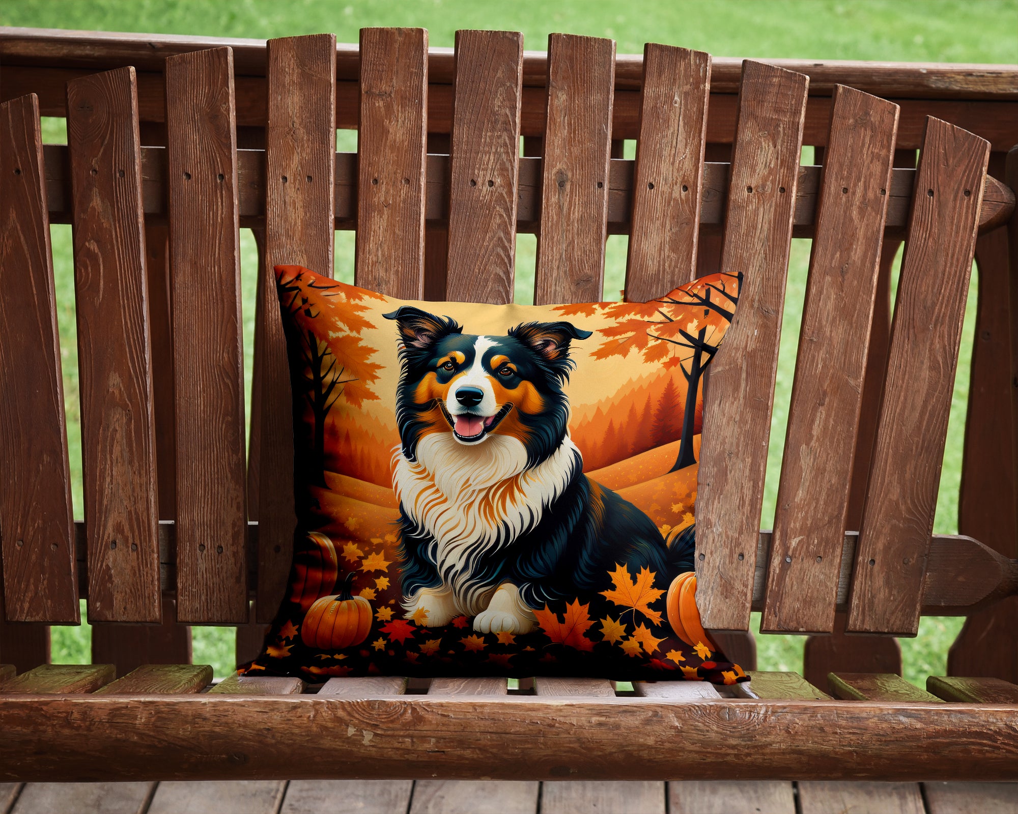 Collie Fall Fabric Decorative Pillow