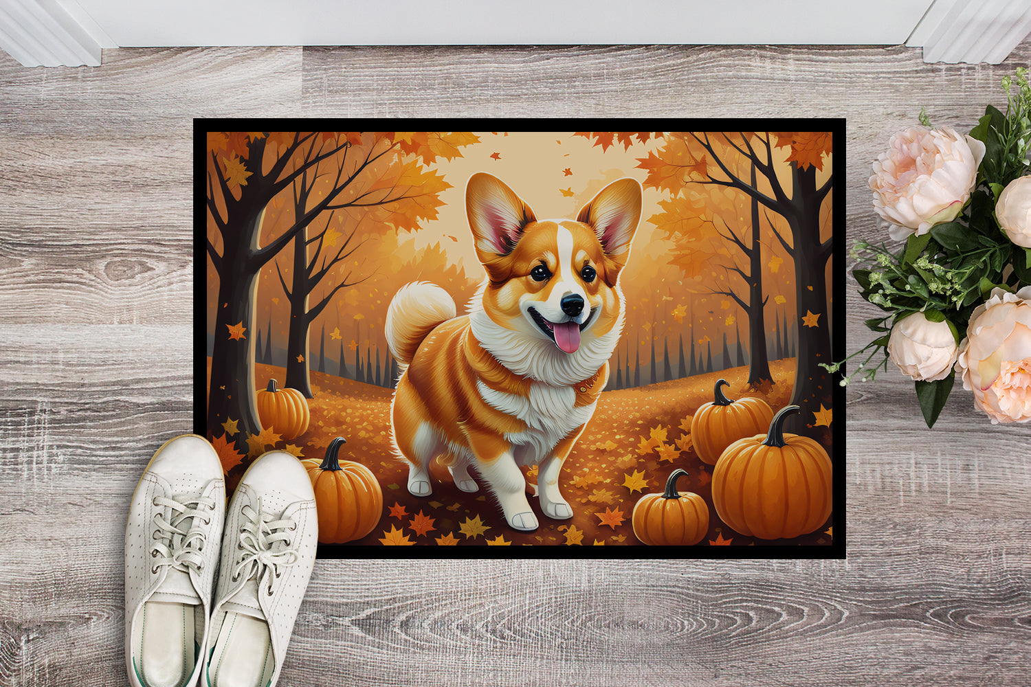 Corgi Fall Indoor or Outdoor Mat 24x36  the-store.com.