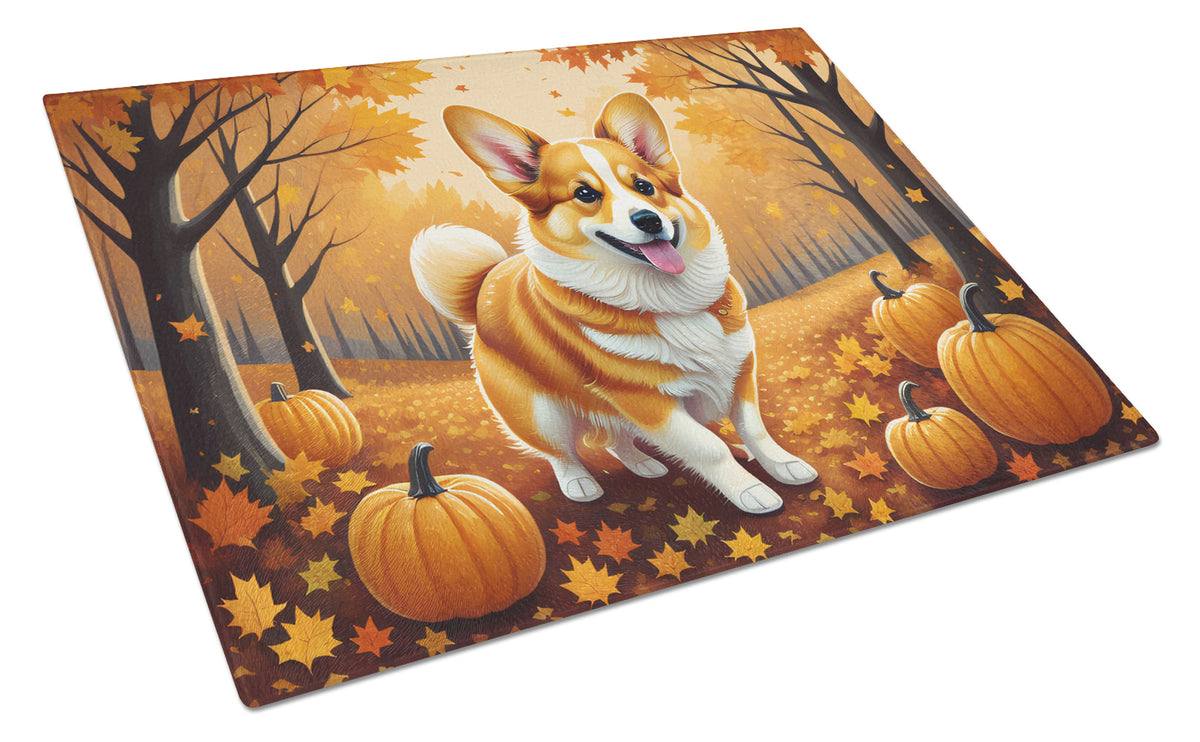 Buy this Corgi Fall Glass Cutting Board Large