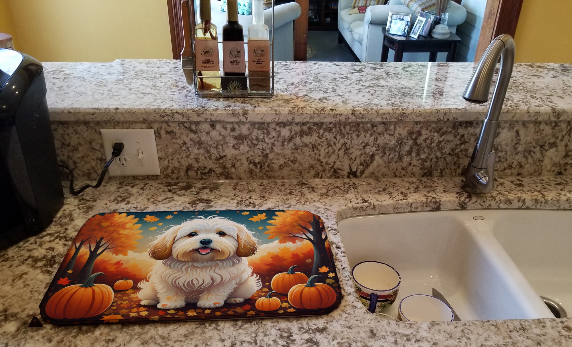 Coton De Tulear Fall Dish Drying Mat  the-store.com.