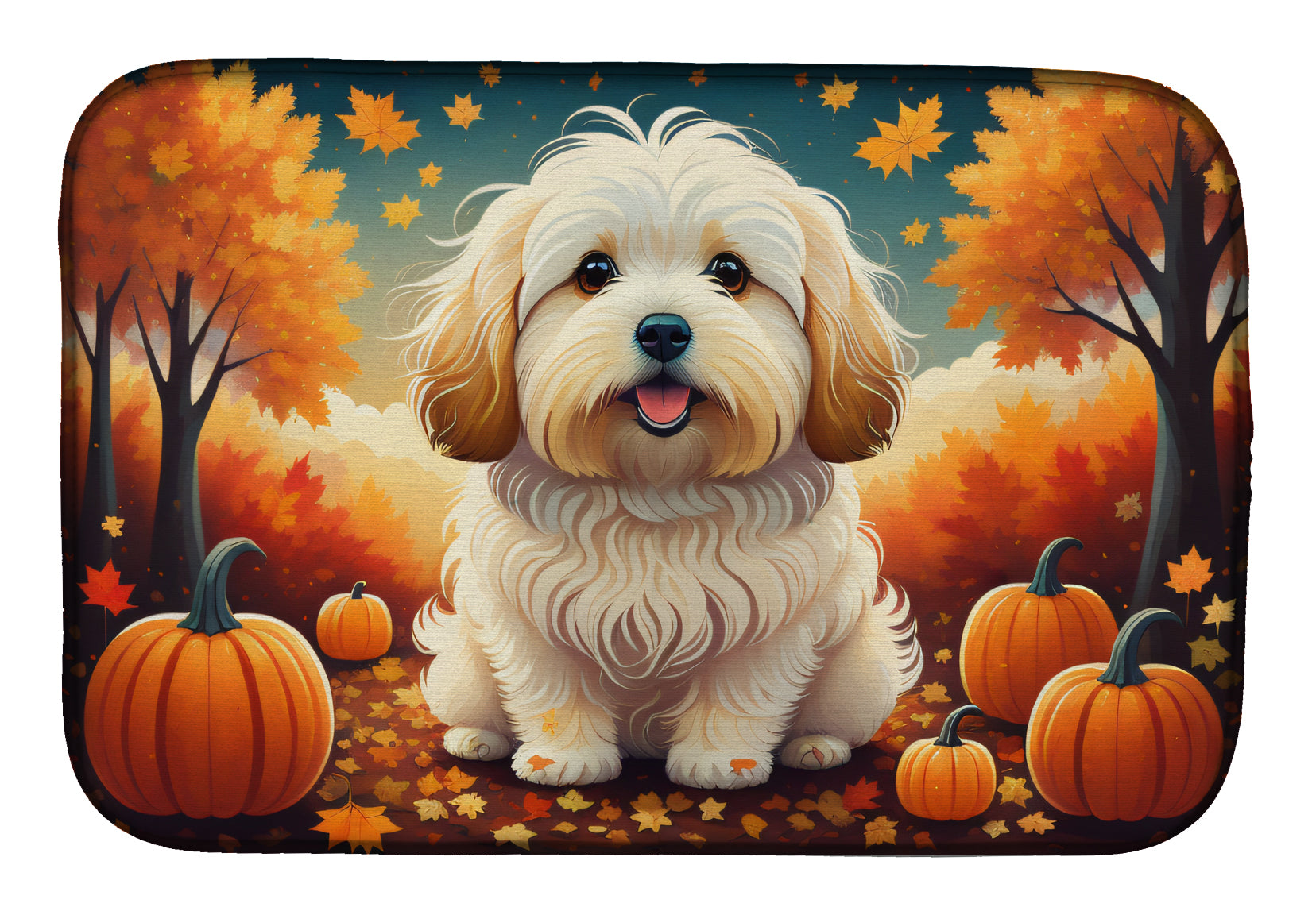 Buy this Coton De Tulear Fall Dish Drying Mat