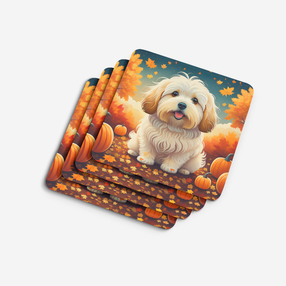 Coton De Tulear Fall Foam Coaster Set of 4