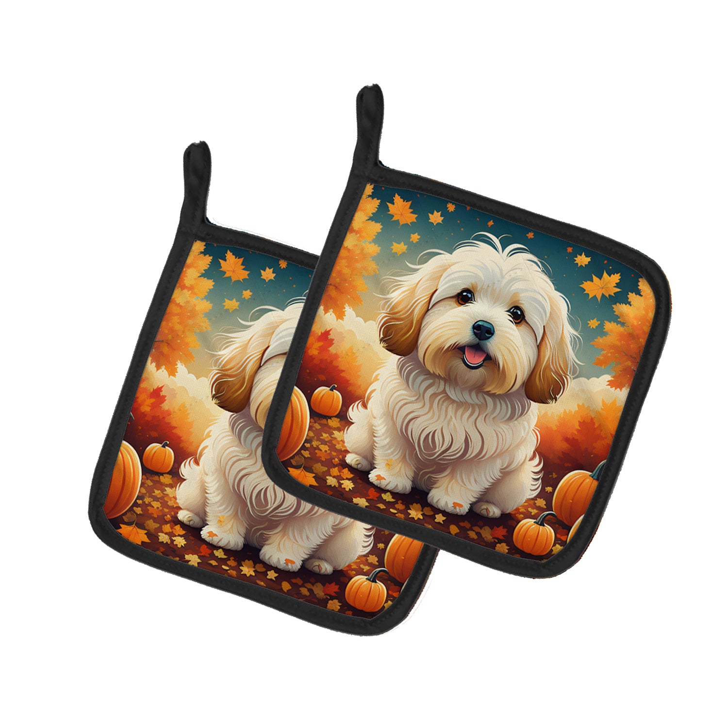 Buy this Coton De Tulear Fall Pair of Pot Holders