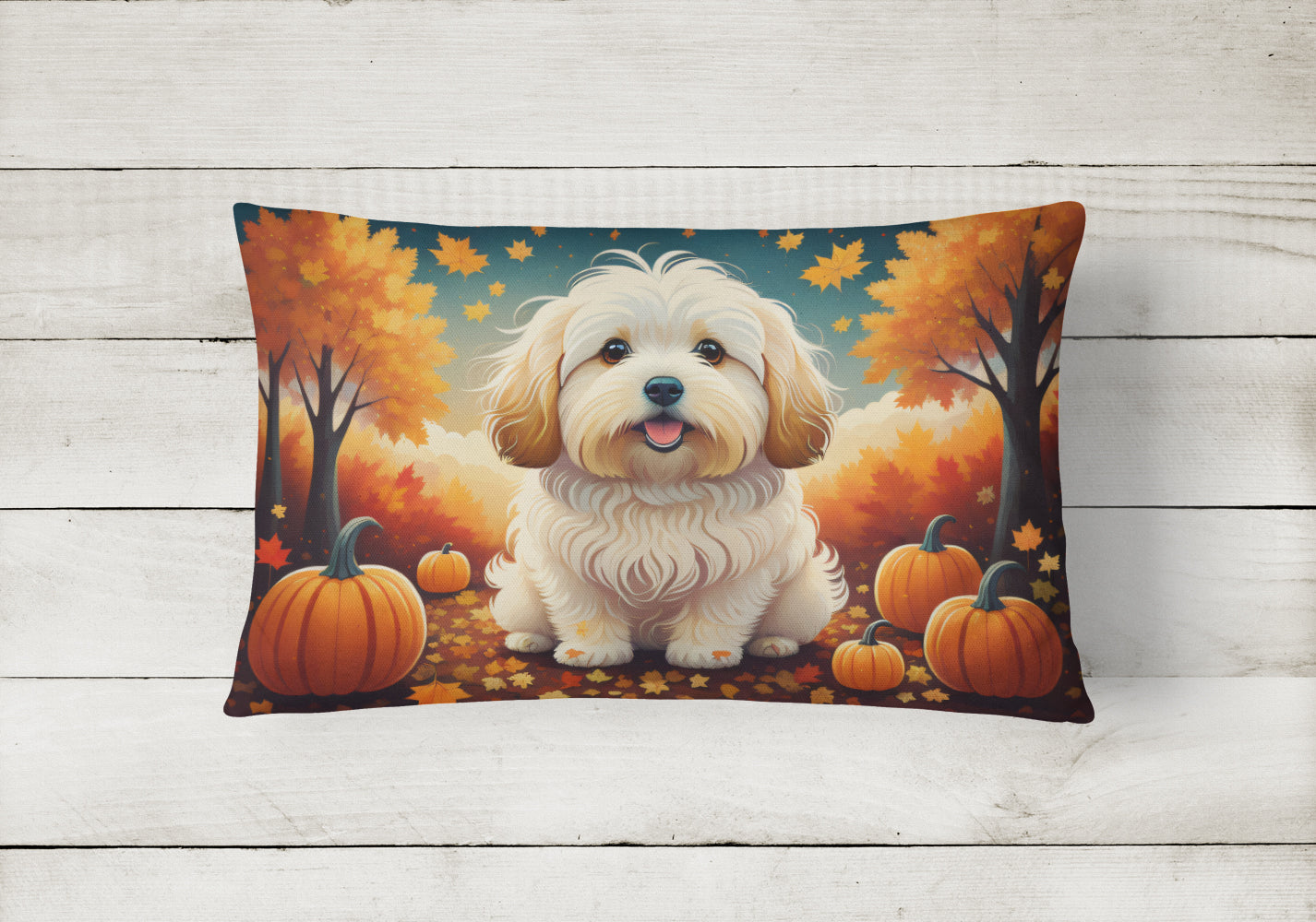 Buy this Coton De Tulear Fall Fabric Decorative Pillow