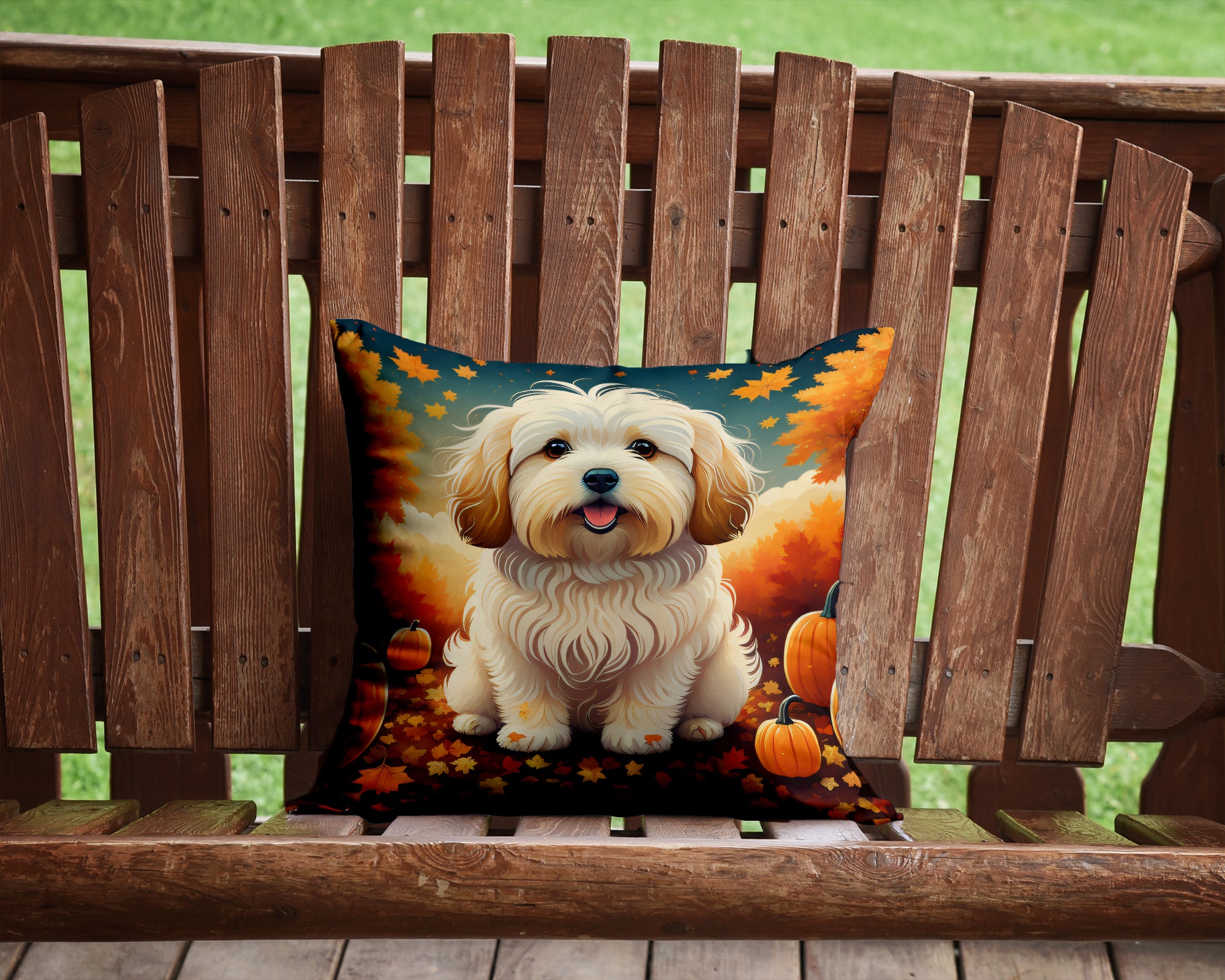 Coton De Tulear Fall Fabric Decorative Pillow  the-store.com.