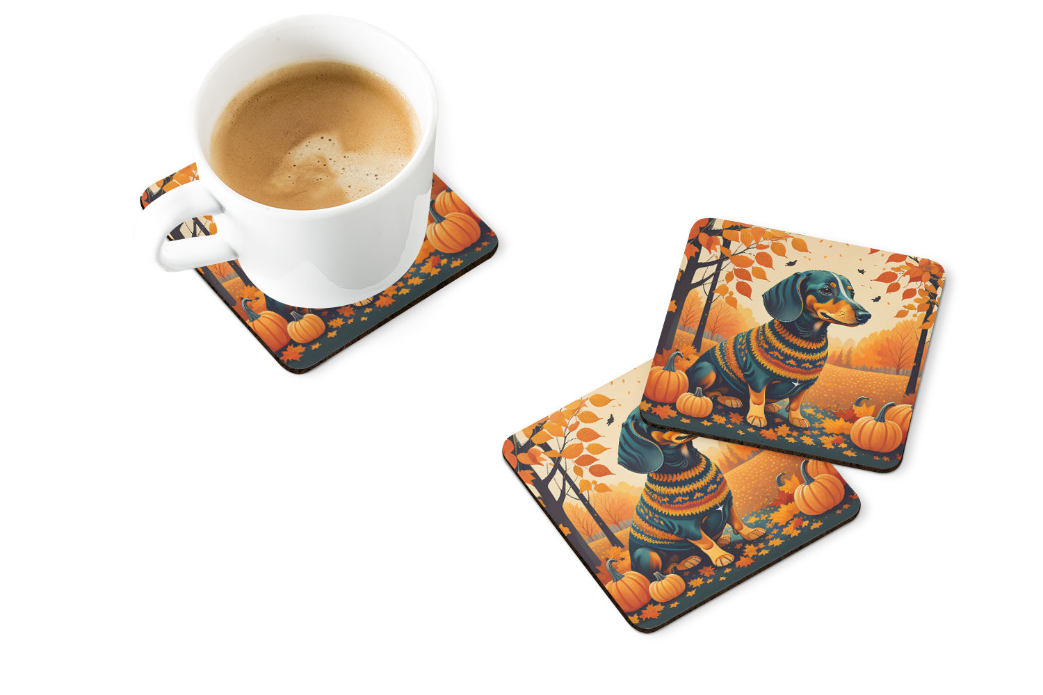 Buy this Dachshund Fall Foam Coaster Set of 4