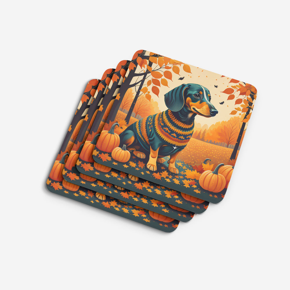 Dachshund Fall Foam Coaster Set of 4