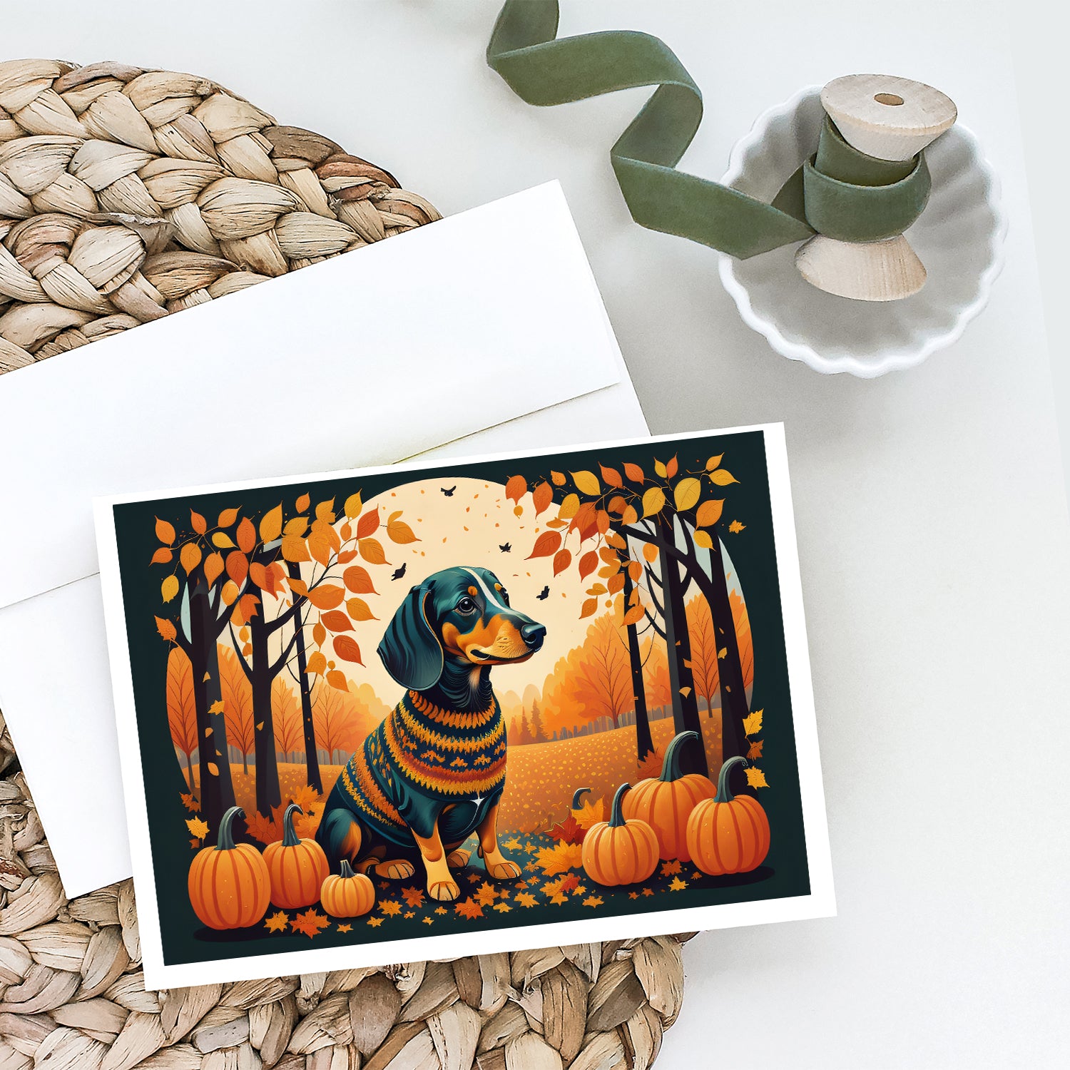 Buy this Dachshund Fall Greeting Cards and Envelopes Pack of 8