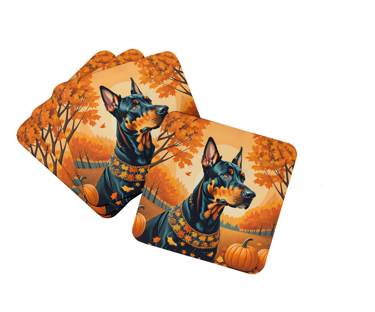 Buy this Doberman Pinscher Fall Foam Coaster Set of 4