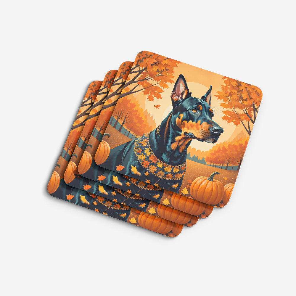 Doberman Pinscher Fall Foam Coaster Set of 4