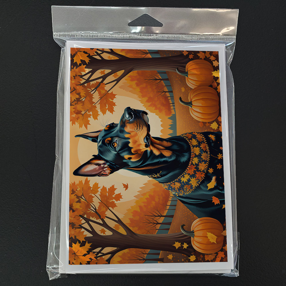 Doberman Pinscher Fall Greeting Cards and Envelopes Pack of 8  the-store.com.