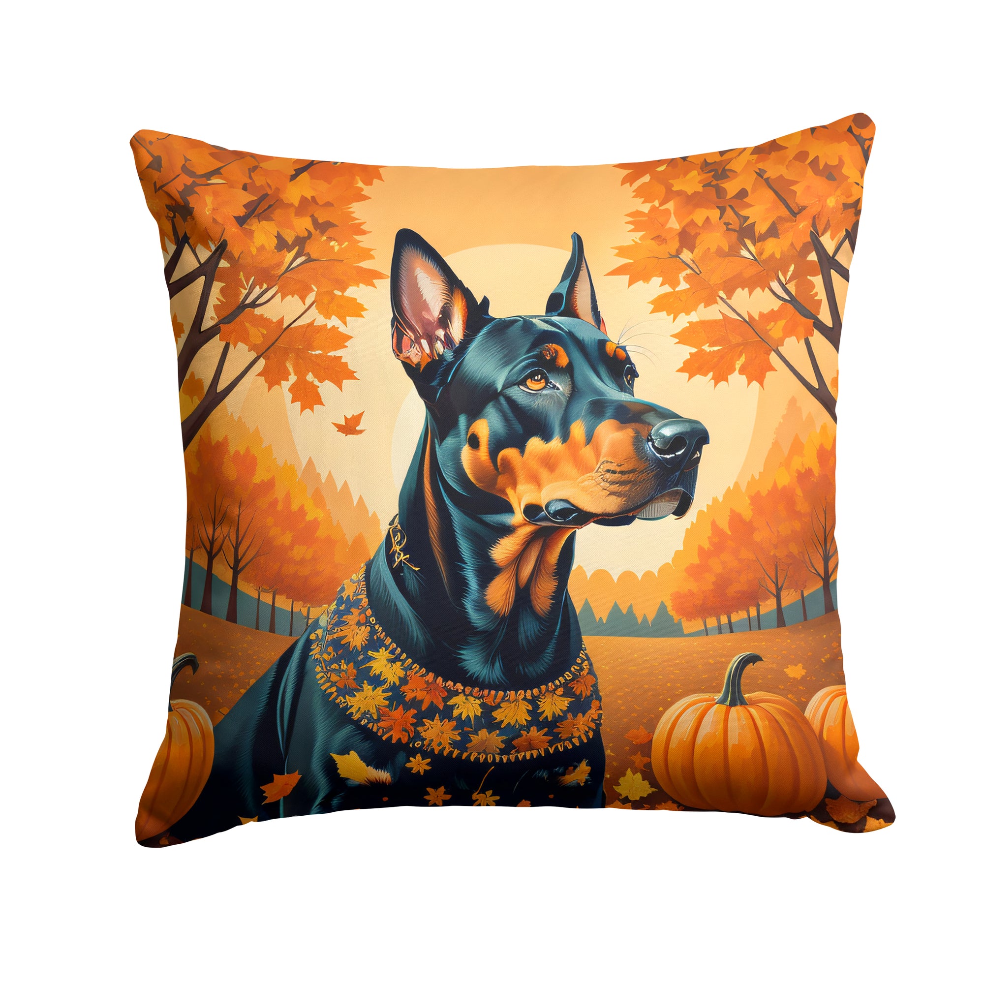 Buy this Doberman Pinscher Fall Fabric Decorative Pillow