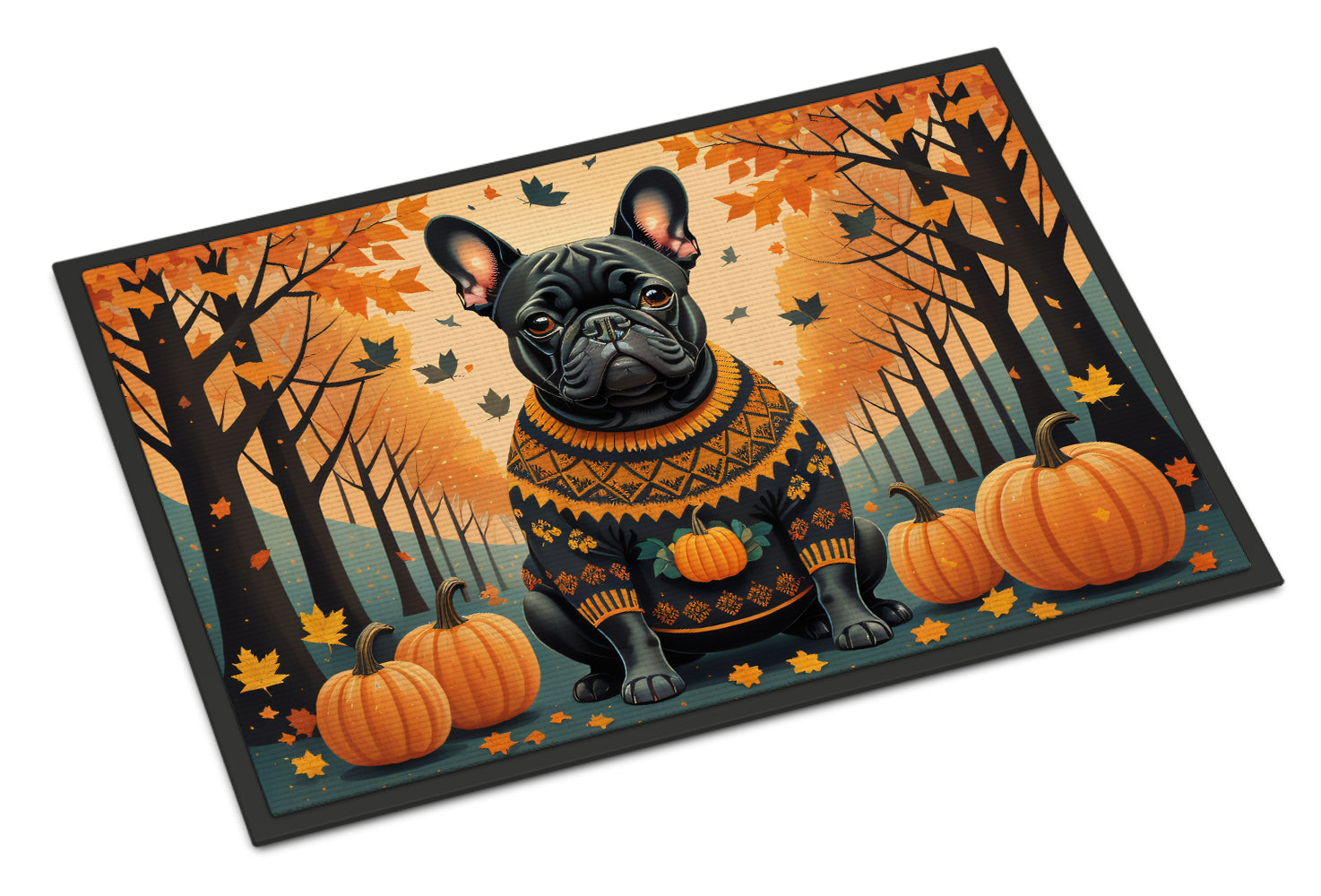 Buy this Black French Bulldog Fall Doormat 18x27