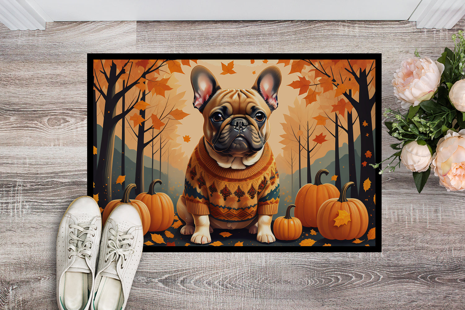 Fawn French Bulldog Fall Indoor or Outdoor Mat 24x36