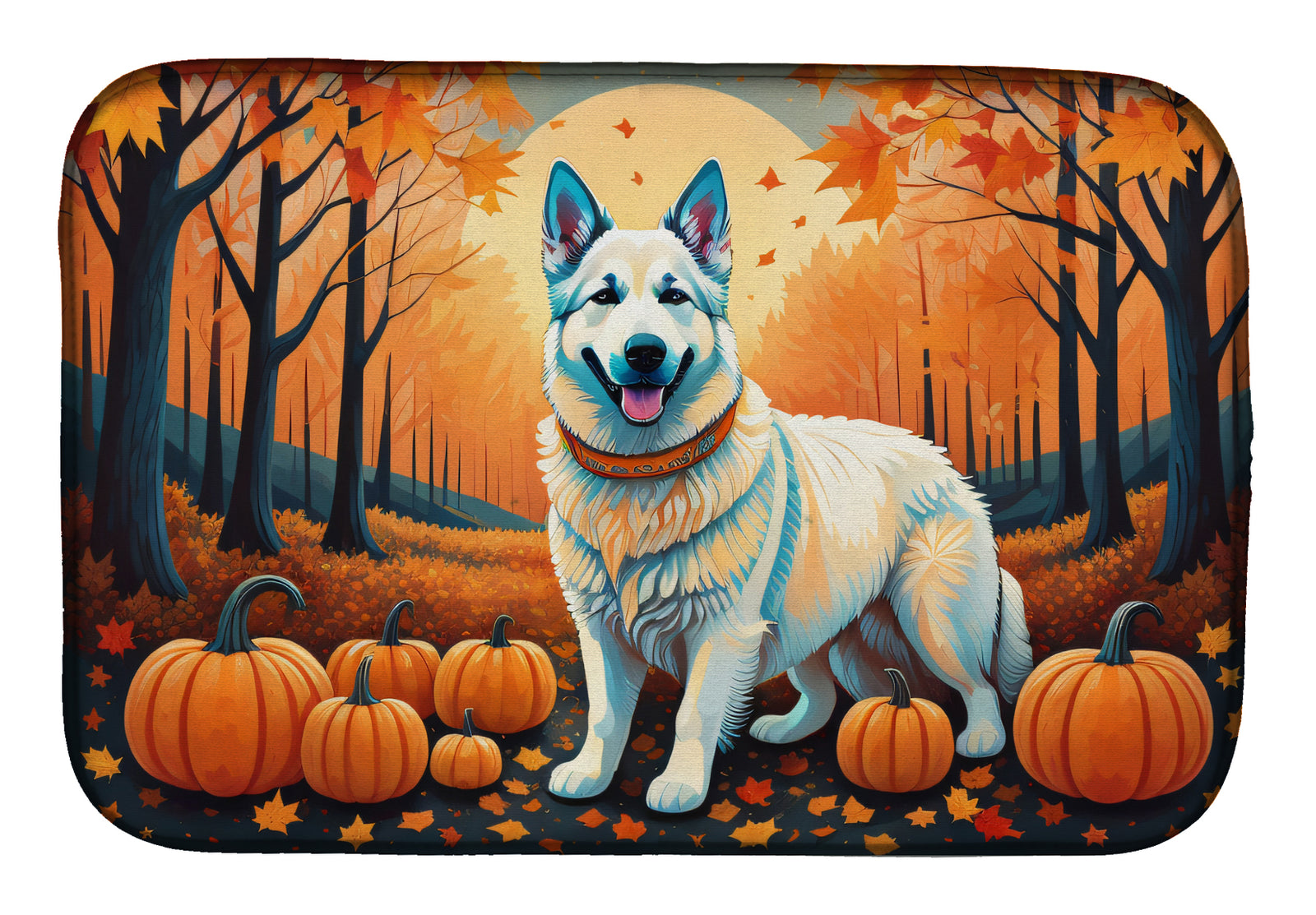 Buy this White German Shepherd Fall Dish Drying Mat