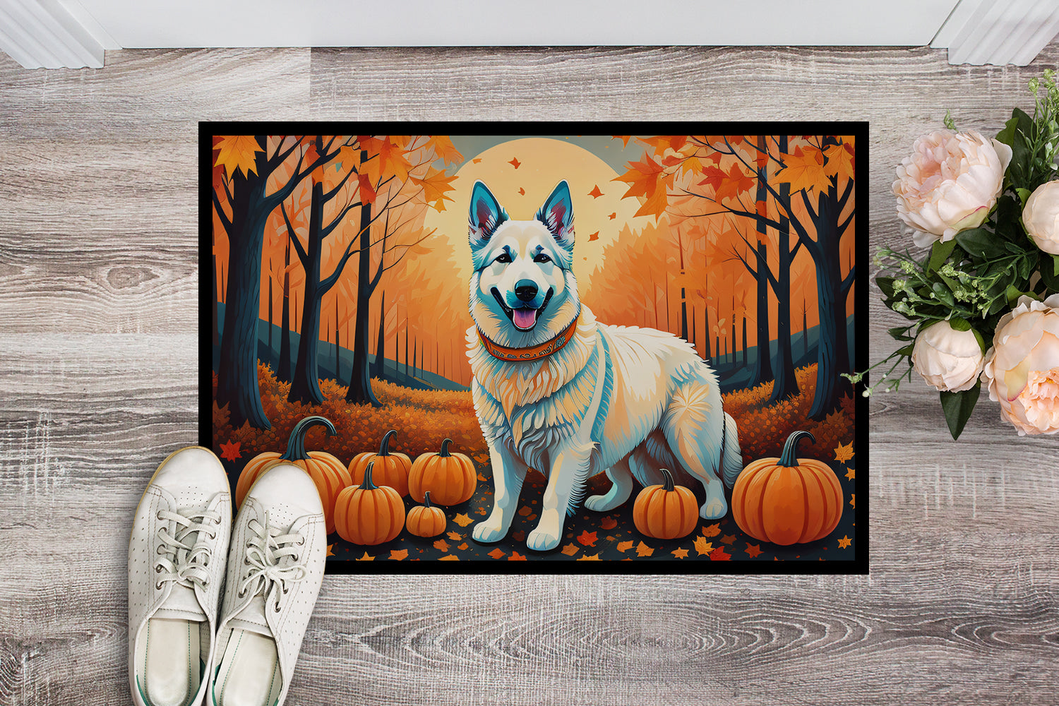 White German Shepherd Fall Doormat 18x27  the-store.com.