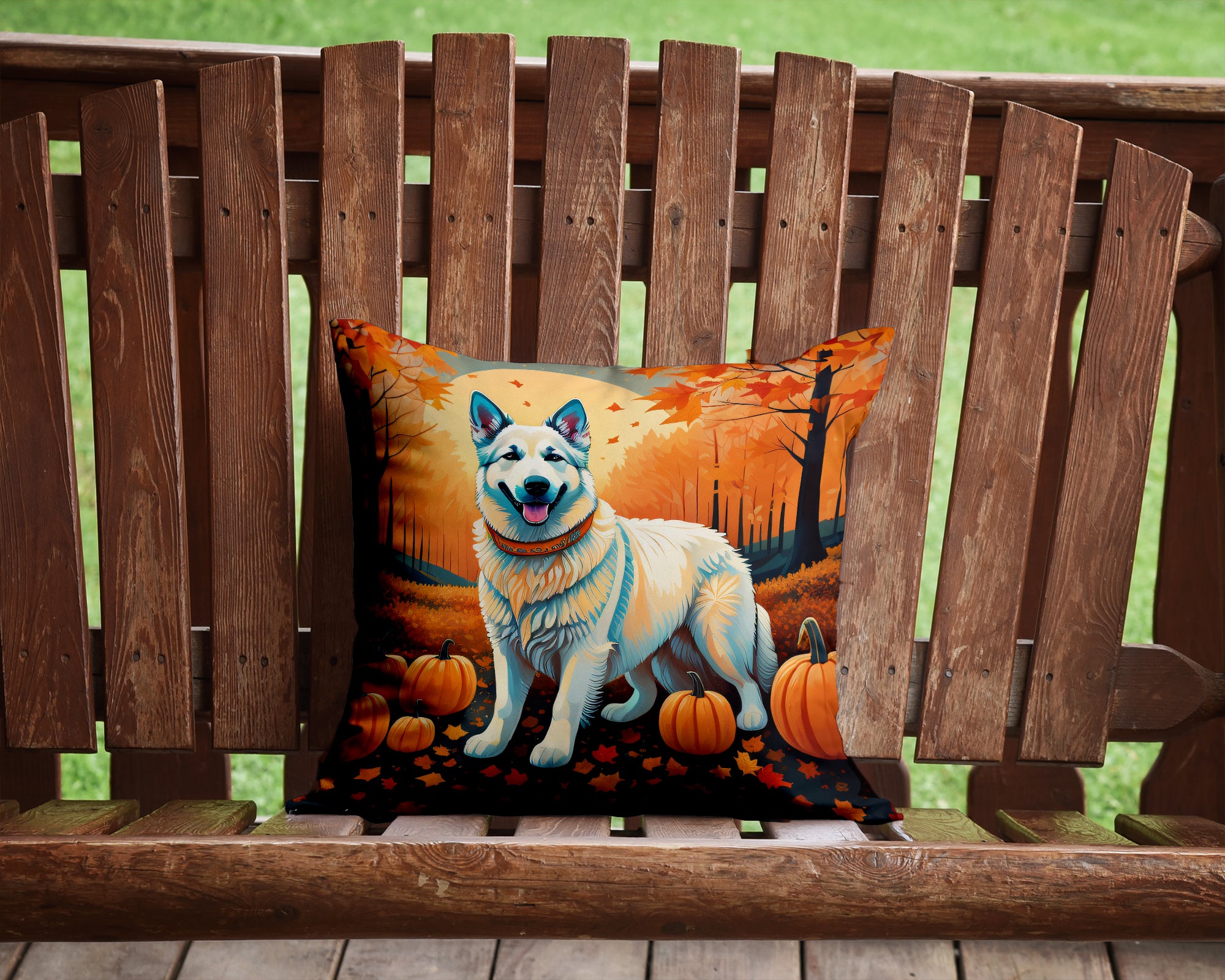 Buy this White German Shepherd Fall Fabric Decorative Pillow